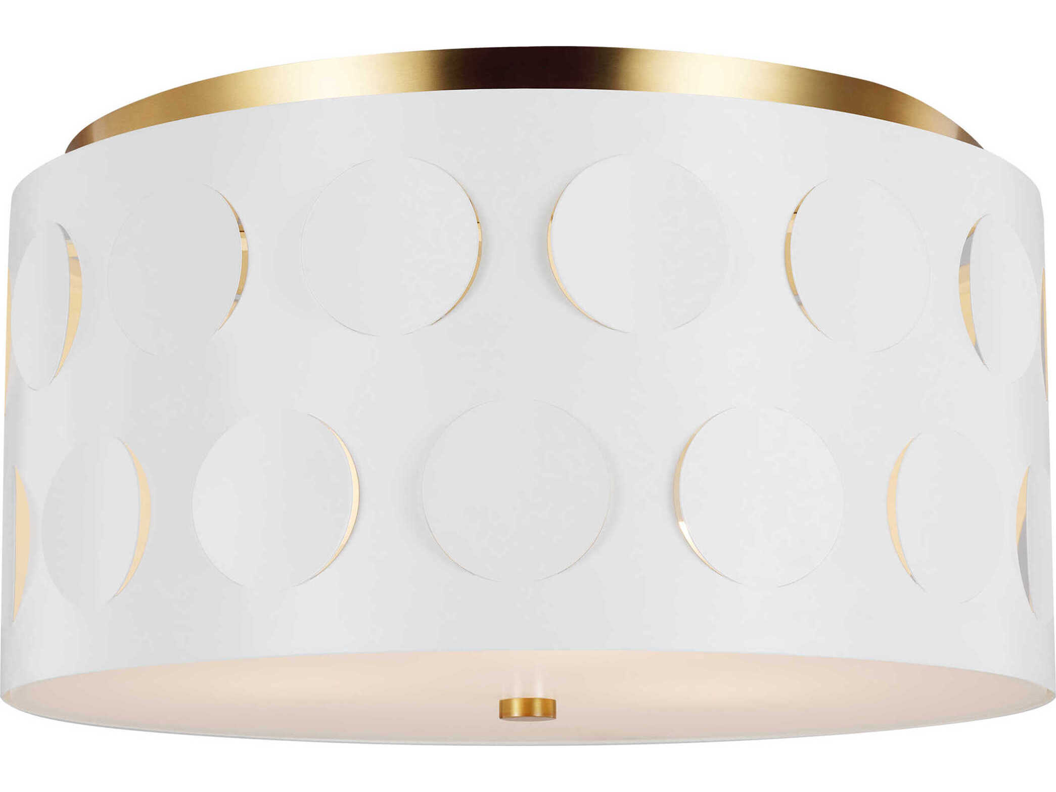Visual Comfort Studio Dottie 3-Light Burnished Brass White Drum Flush Mount