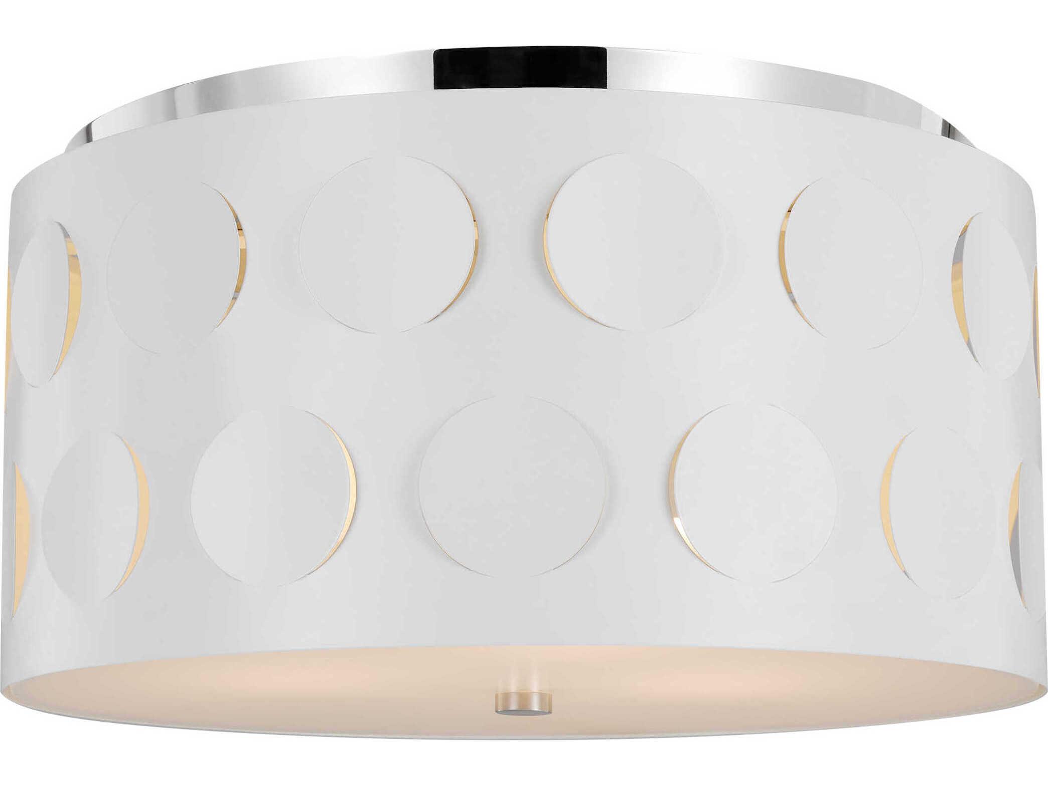 Visual Comfort Studio Dottie 3-Light Polished Nickel White Drum Flush Mount