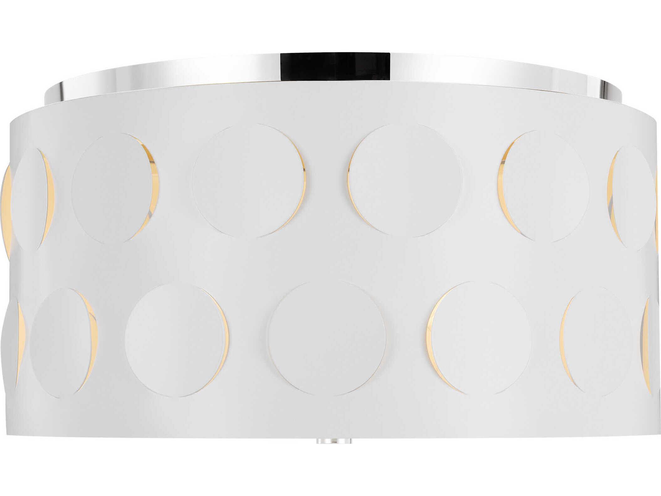 Visual Comfort Studio Dottie 3-Light Polished Nickel White Drum Flush Mount