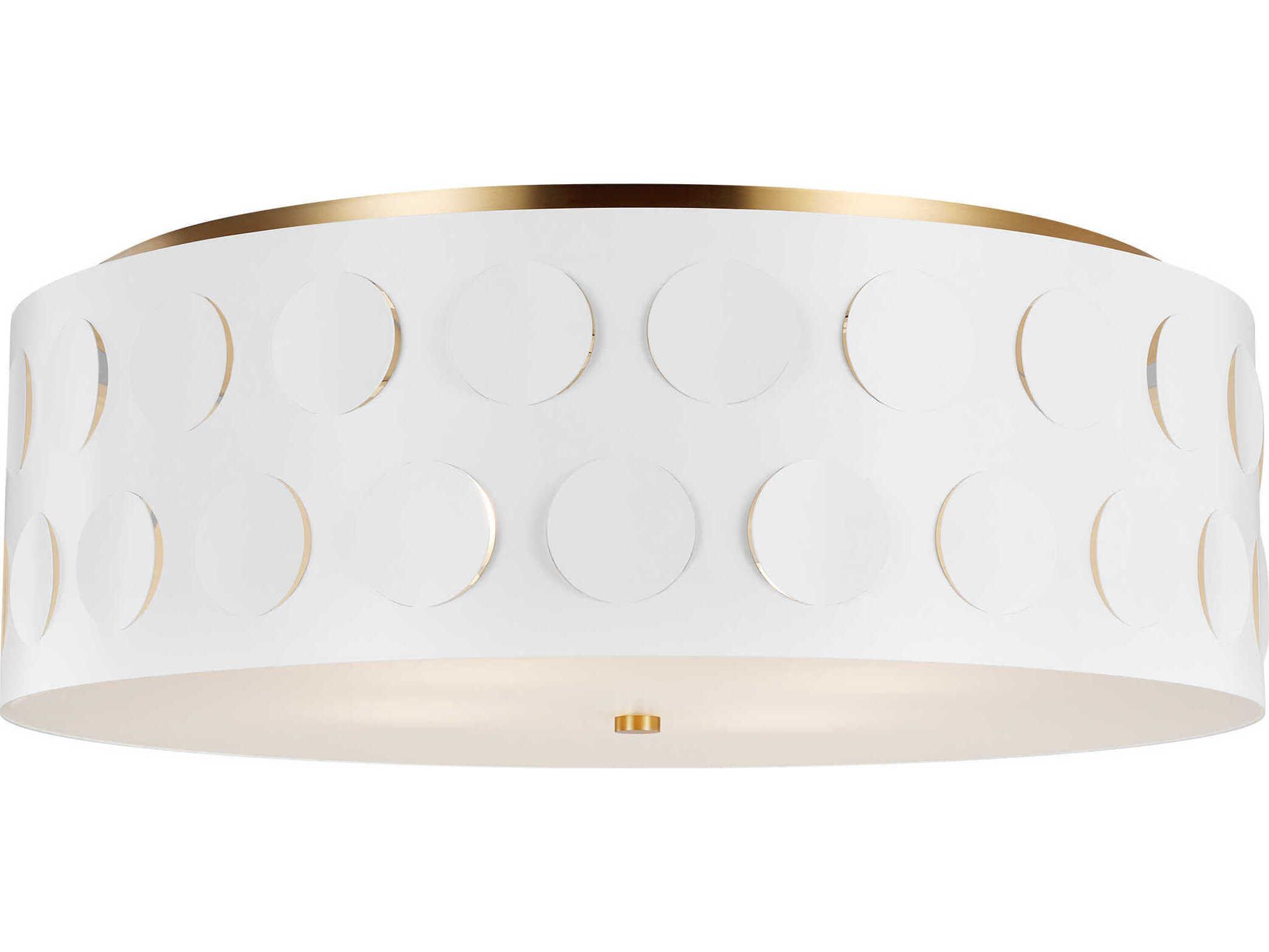 Visual Comfort Studio Dottie 4-Light Burnished Brass White Drum Flush Mount