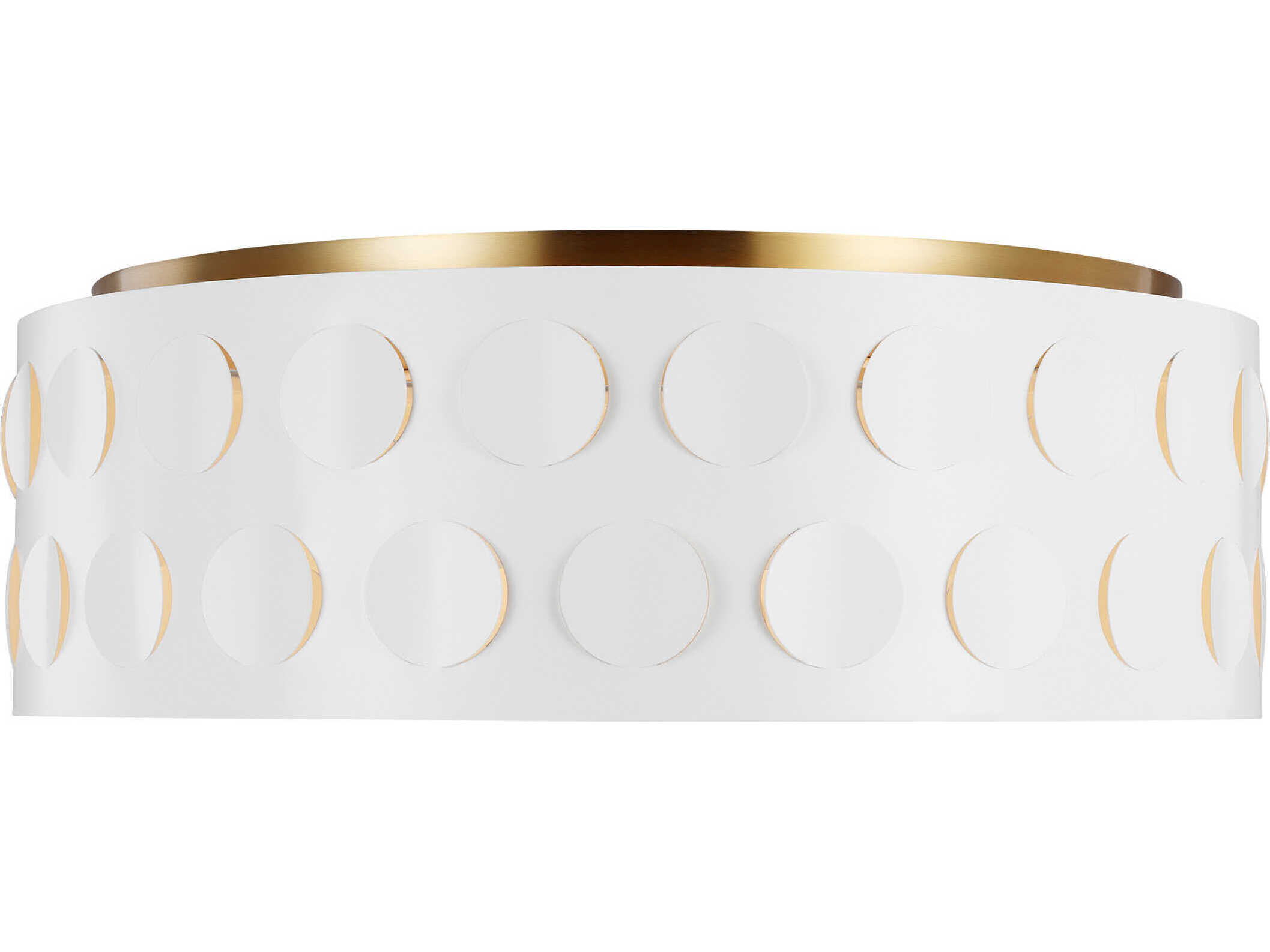 Visual Comfort Studio Dottie 4-Light Burnished Brass White Drum Flush Mount