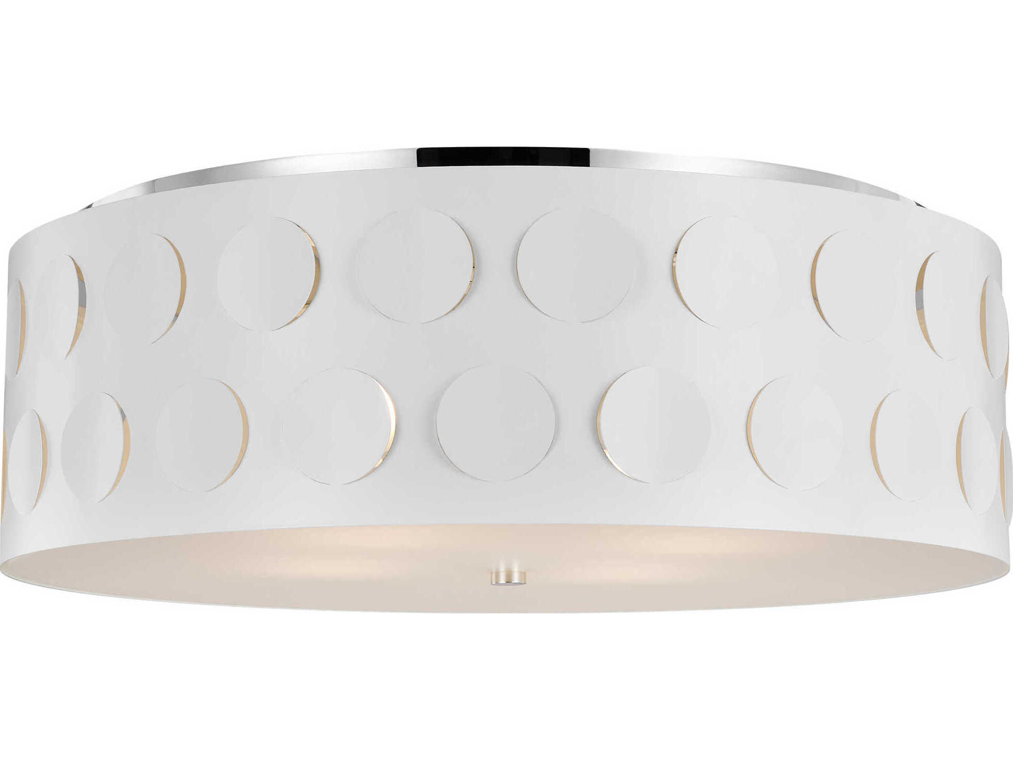 Visual Comfort Studio Dottie 4-Light Polished Nickel White Drum Flush Mount