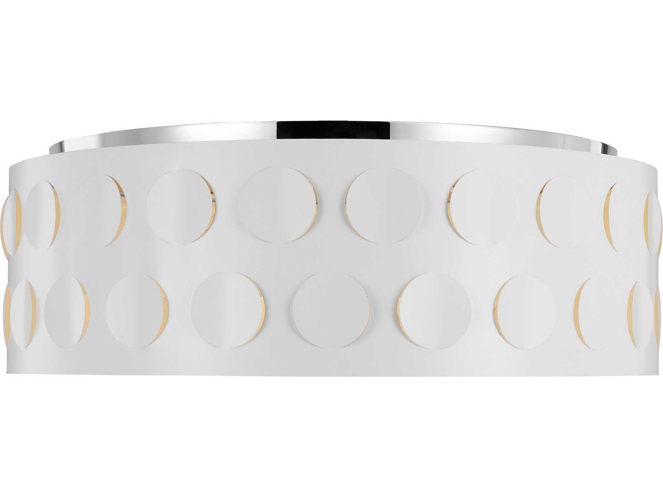 Visual Comfort Studio Dottie 4-Light Polished Nickel White Drum Flush Mount