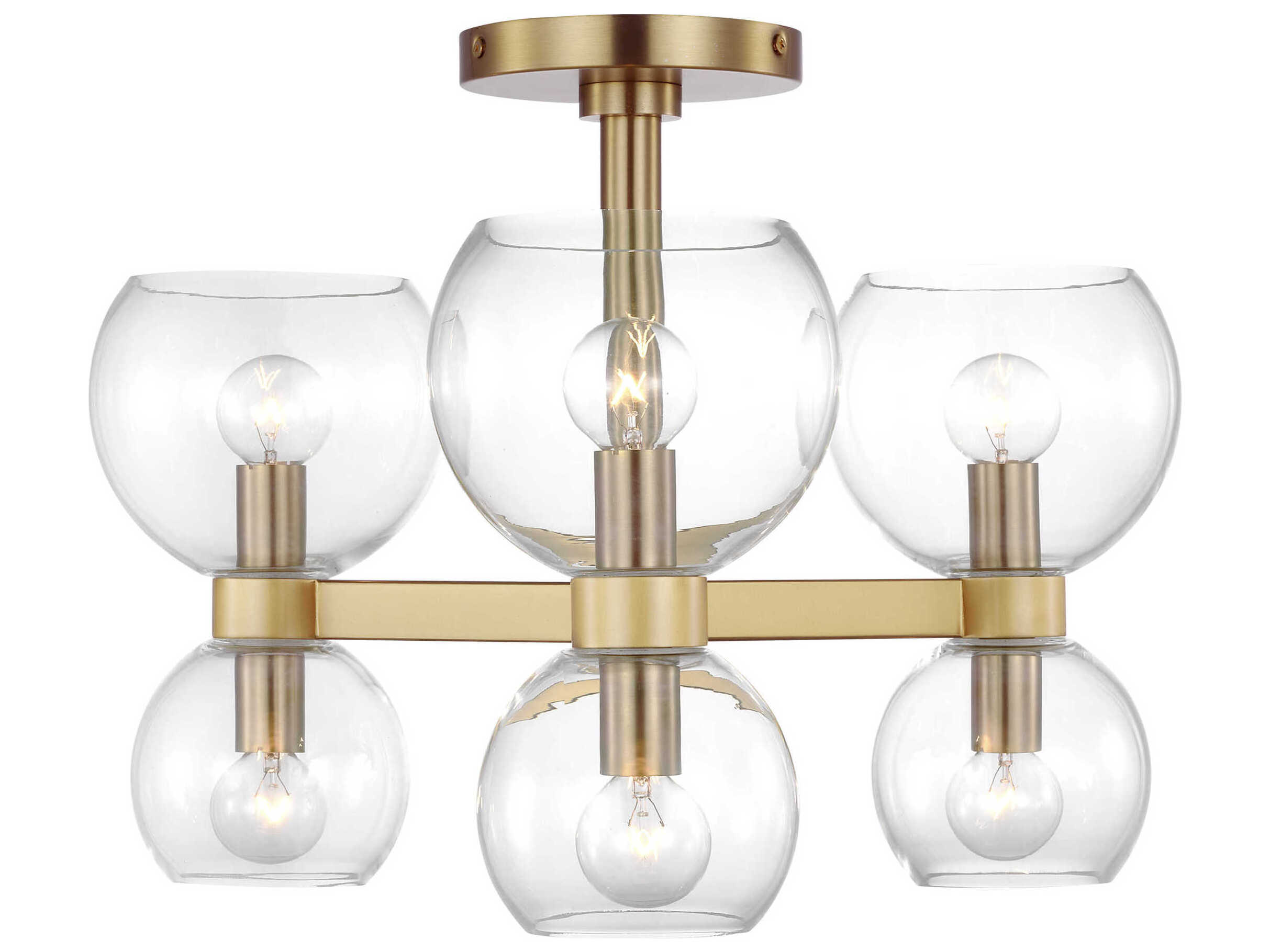 Visual Comfort Studio Londyn 6-Light Burnished Brass Semi Flush Mount