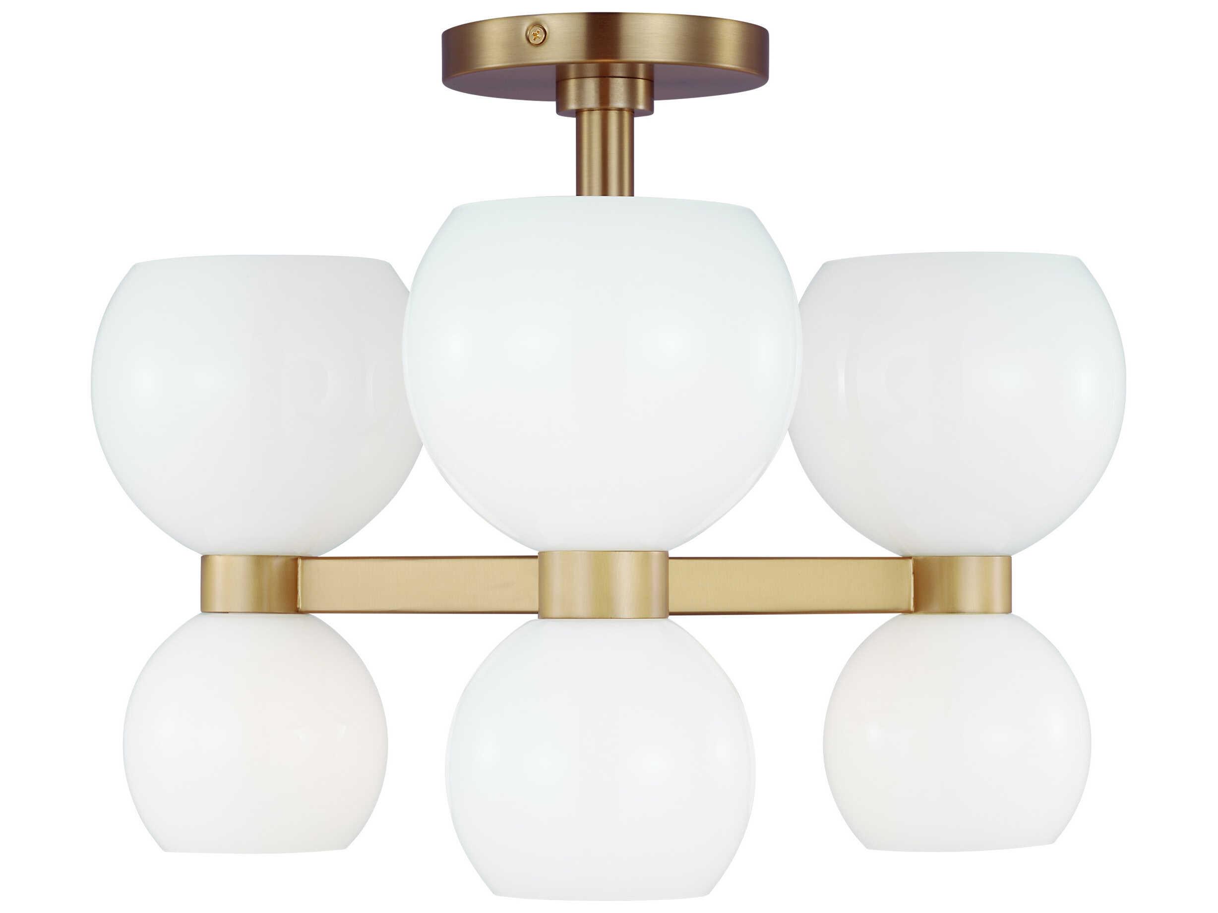 Visual Comfort Studio Londyn 6-Light Burnished Brass Semi Flush Mount