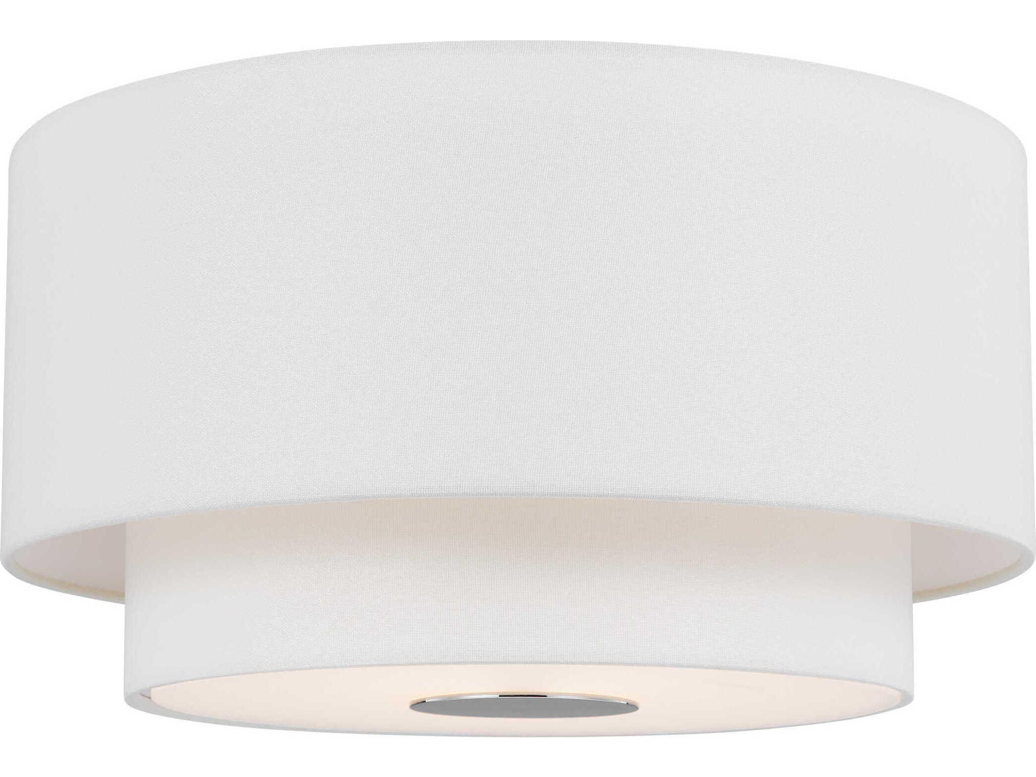 Visual Comfort Studio Sawyer 3-Light Polished Nickel Drum Flush Mount