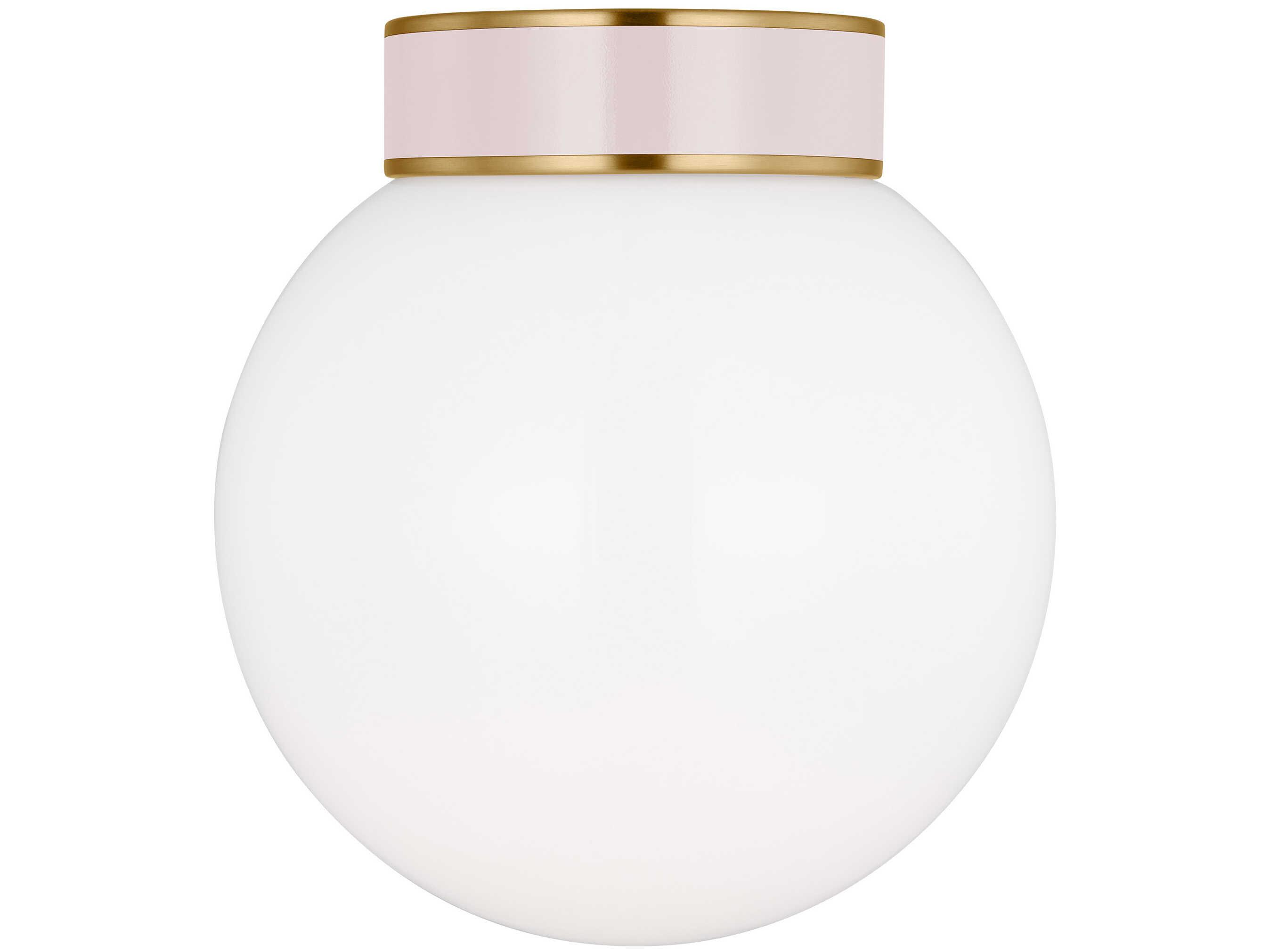 Visual Comfort Studio Monroe 1-Light Burnished Brass Blush Pink Globe Flush Mount