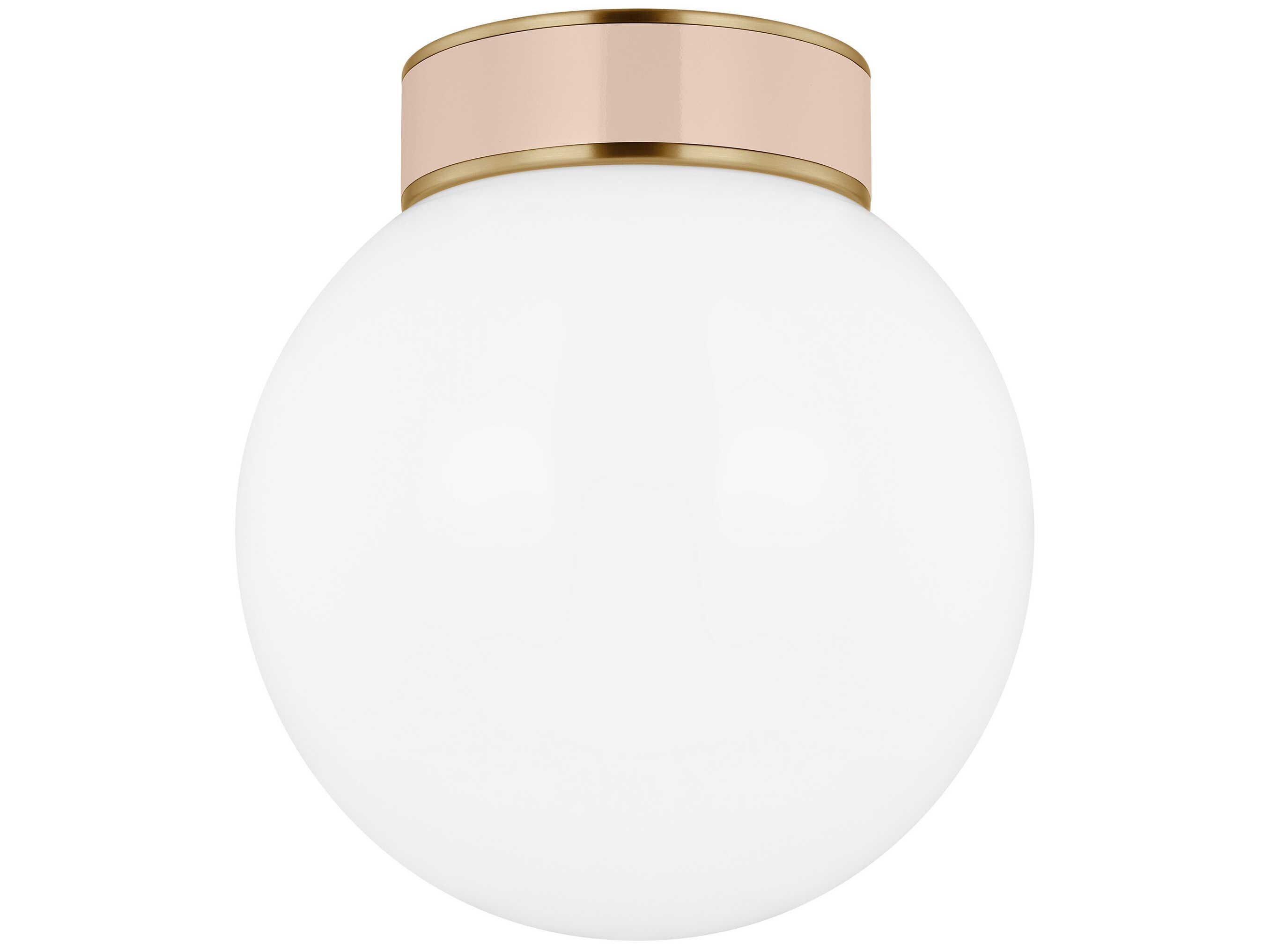 Visual Comfort Studio Monroe 1-Light Burnished Brass Blush Pink Globe Flush Mount