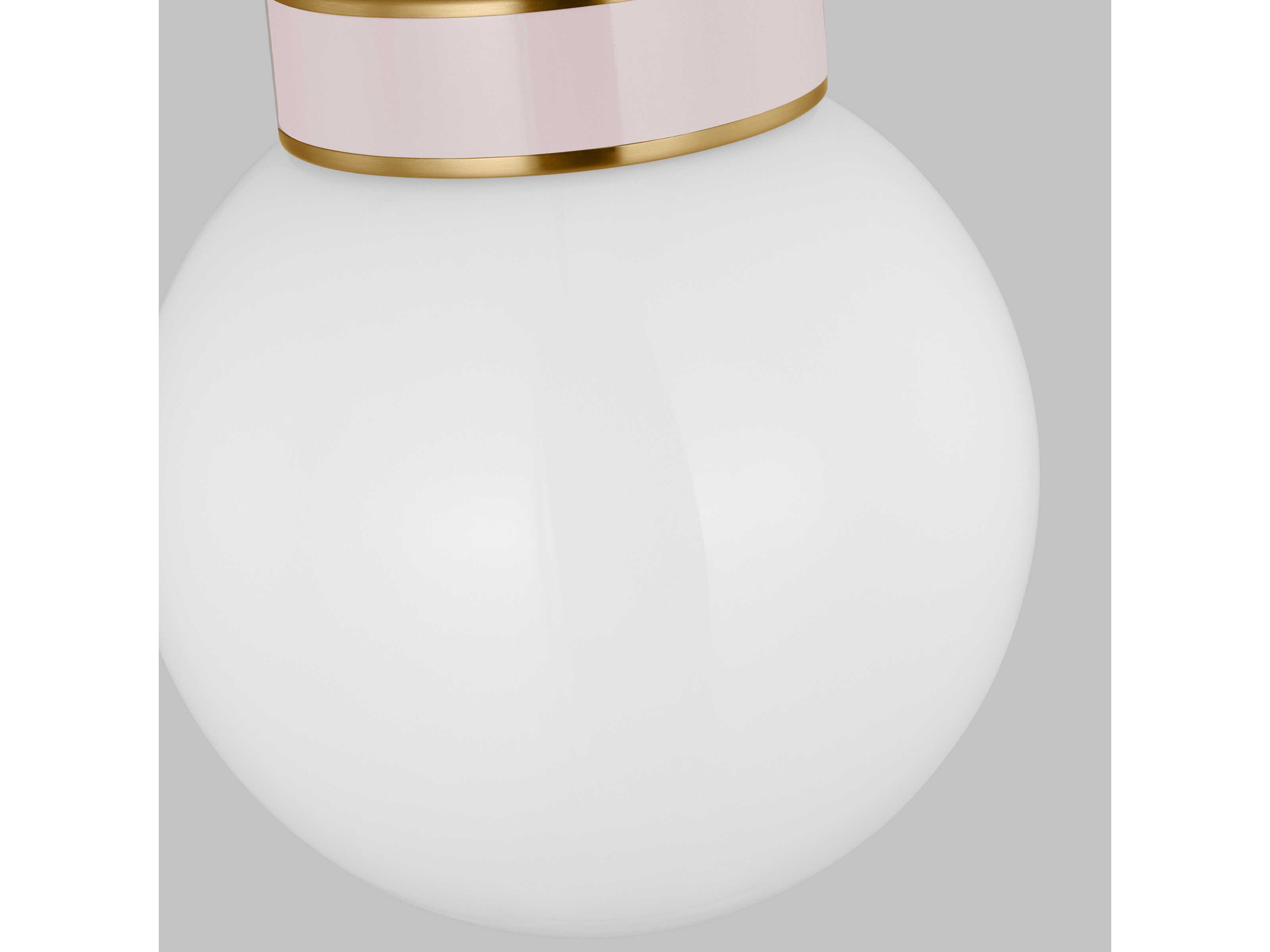 Visual Comfort Studio Monroe 1-Light Burnished Brass Blush Pink Globe Flush Mount