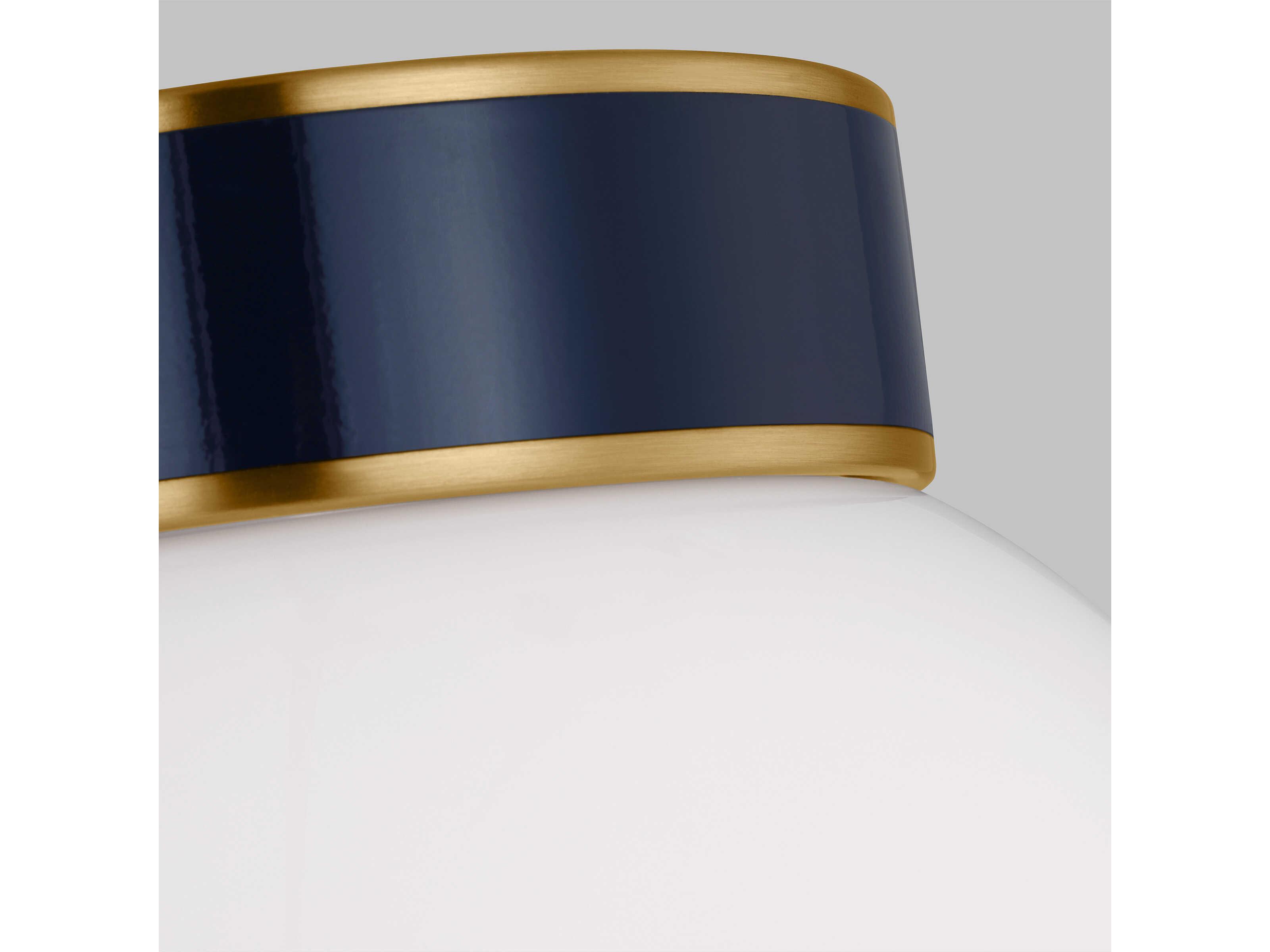 Visual Comfort Studio Monroe 1-Light Burnished Brass Navy Blue Globe Flush Mount