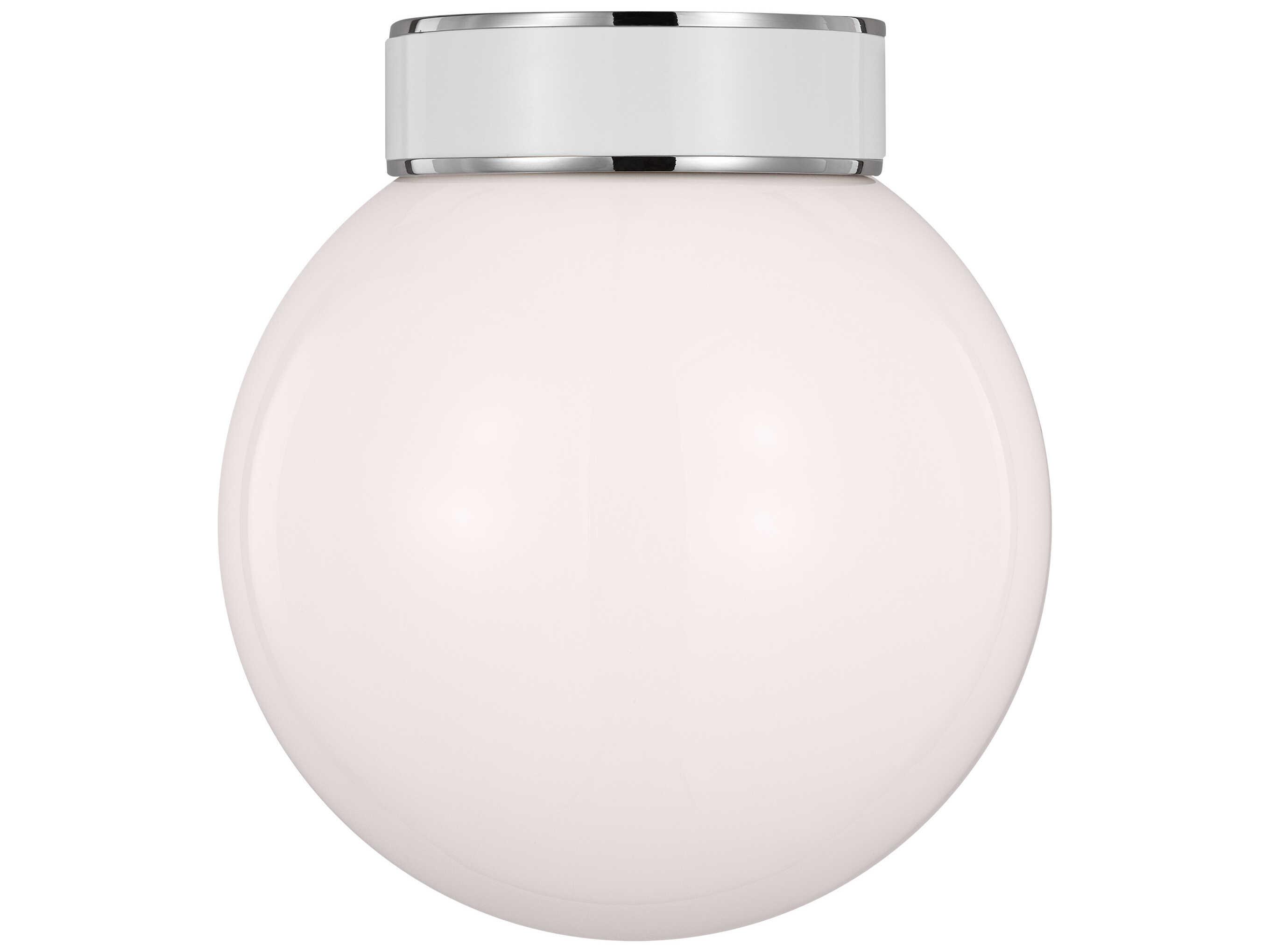 Visual Comfort Studio Monroe 1-Light Polished Nickel Gloss White Globe Flush Mount