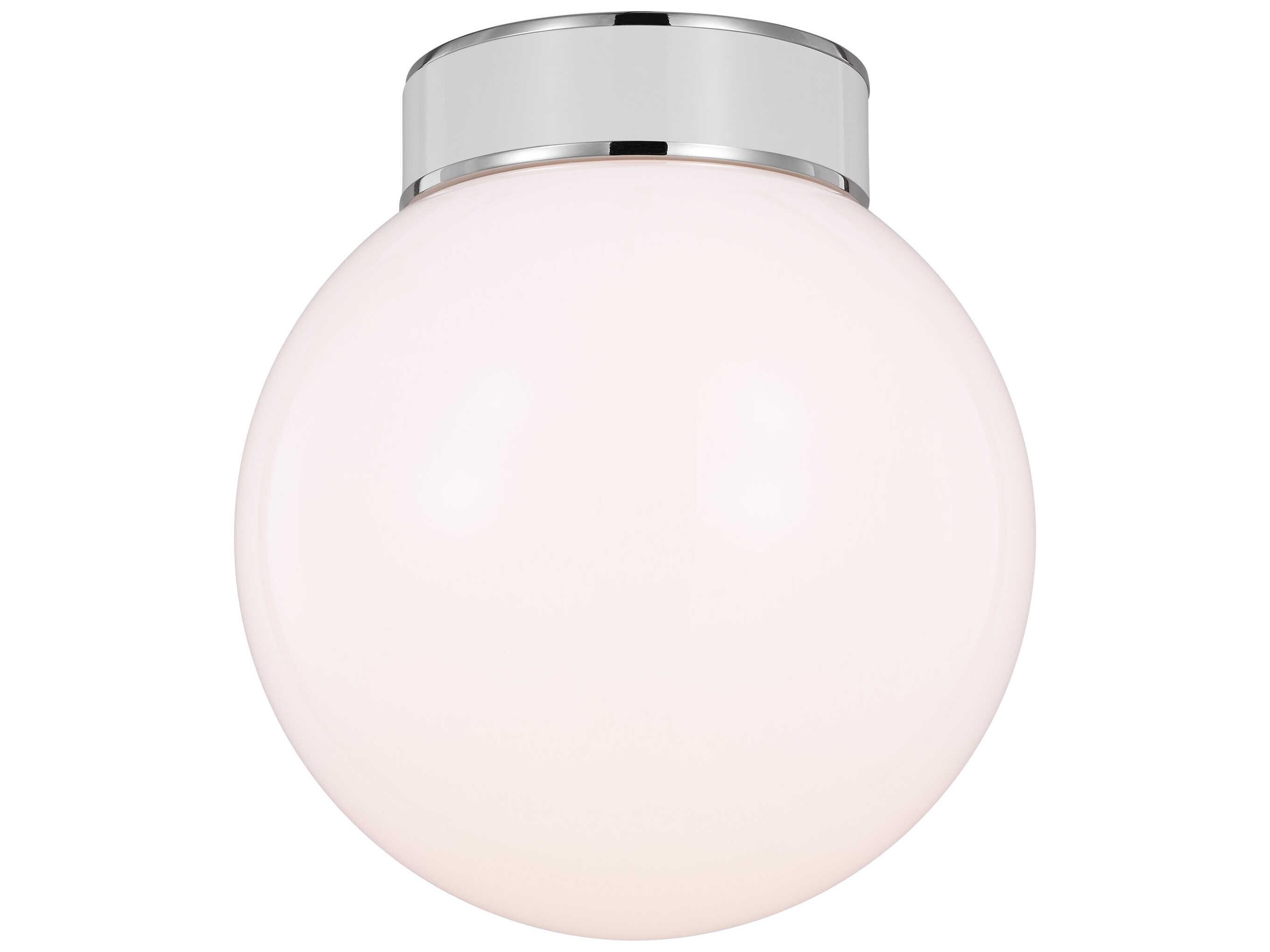 Visual Comfort Studio Monroe 1-Light Polished Nickel Gloss White Globe Flush Mount