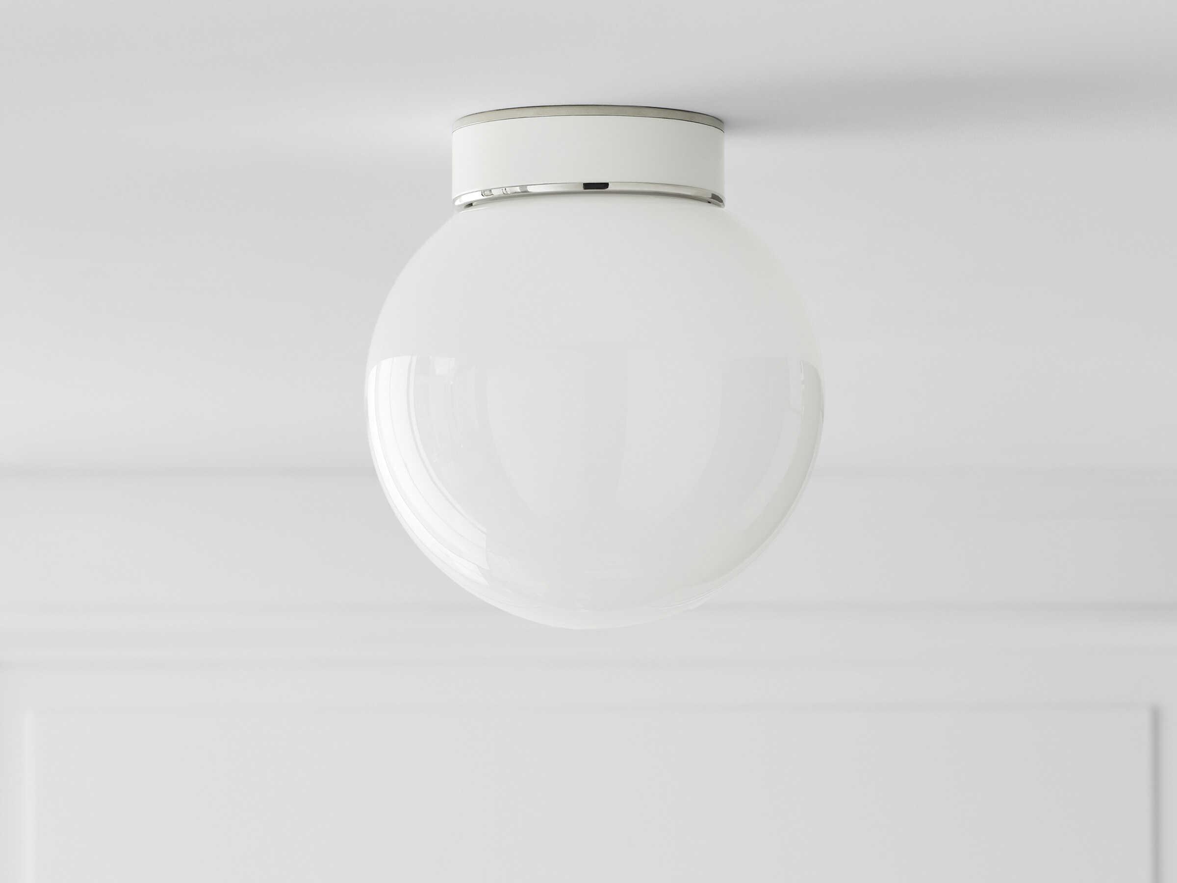 Visual Comfort Studio Monroe 1-Light Polished Nickel Gloss White Globe Flush Mount