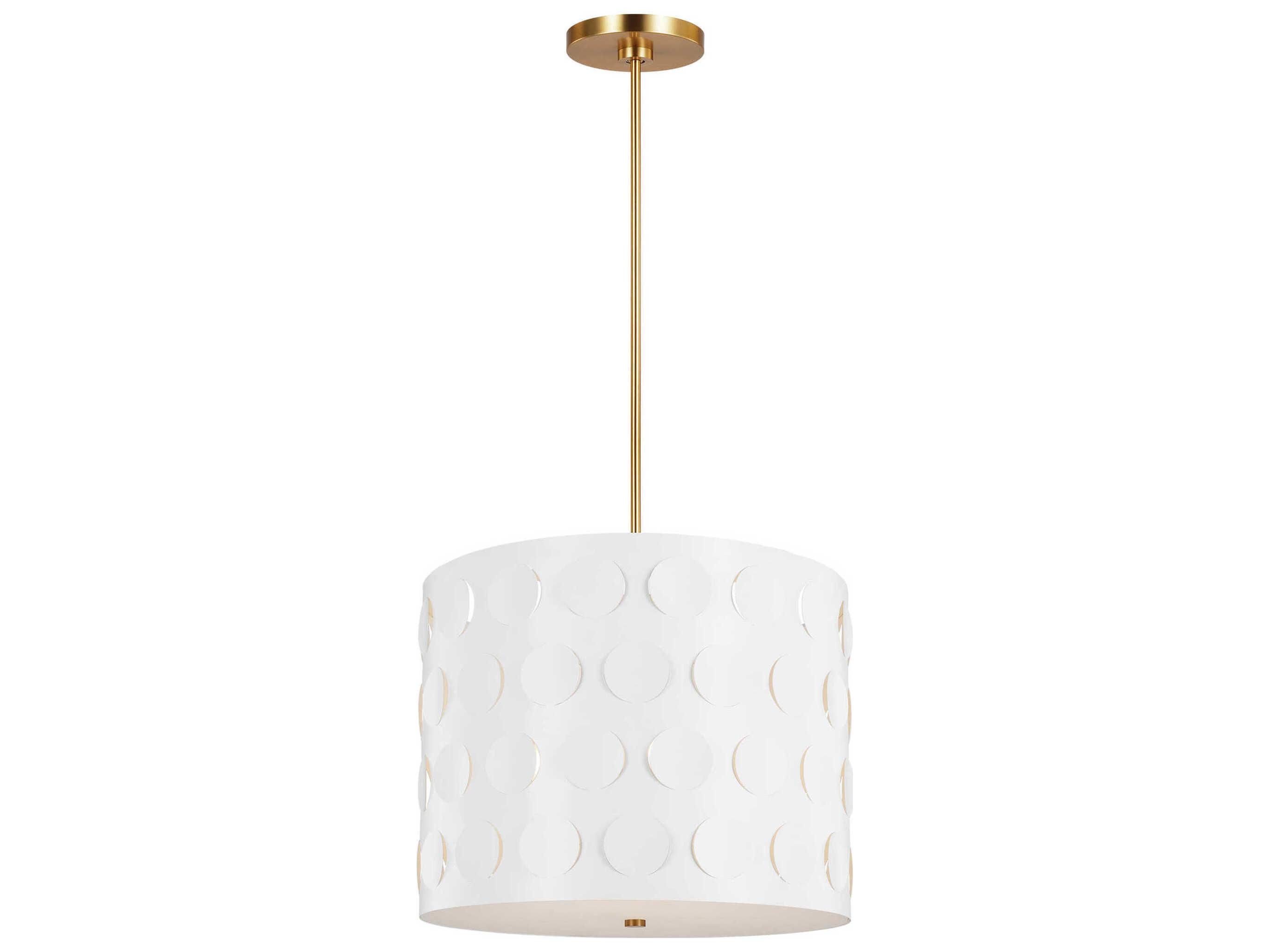 Visual Comfort Studio Dottie 3-Light Burnished Brass White Drum Pendant