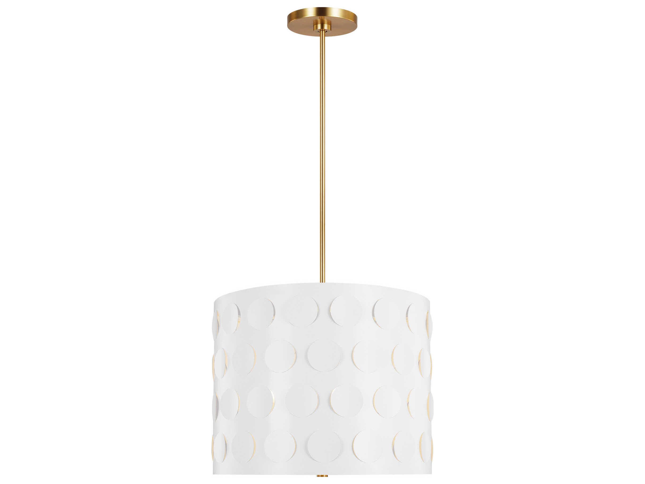 Visual Comfort Studio Dottie 3-Light Burnished Brass White Drum Pendant