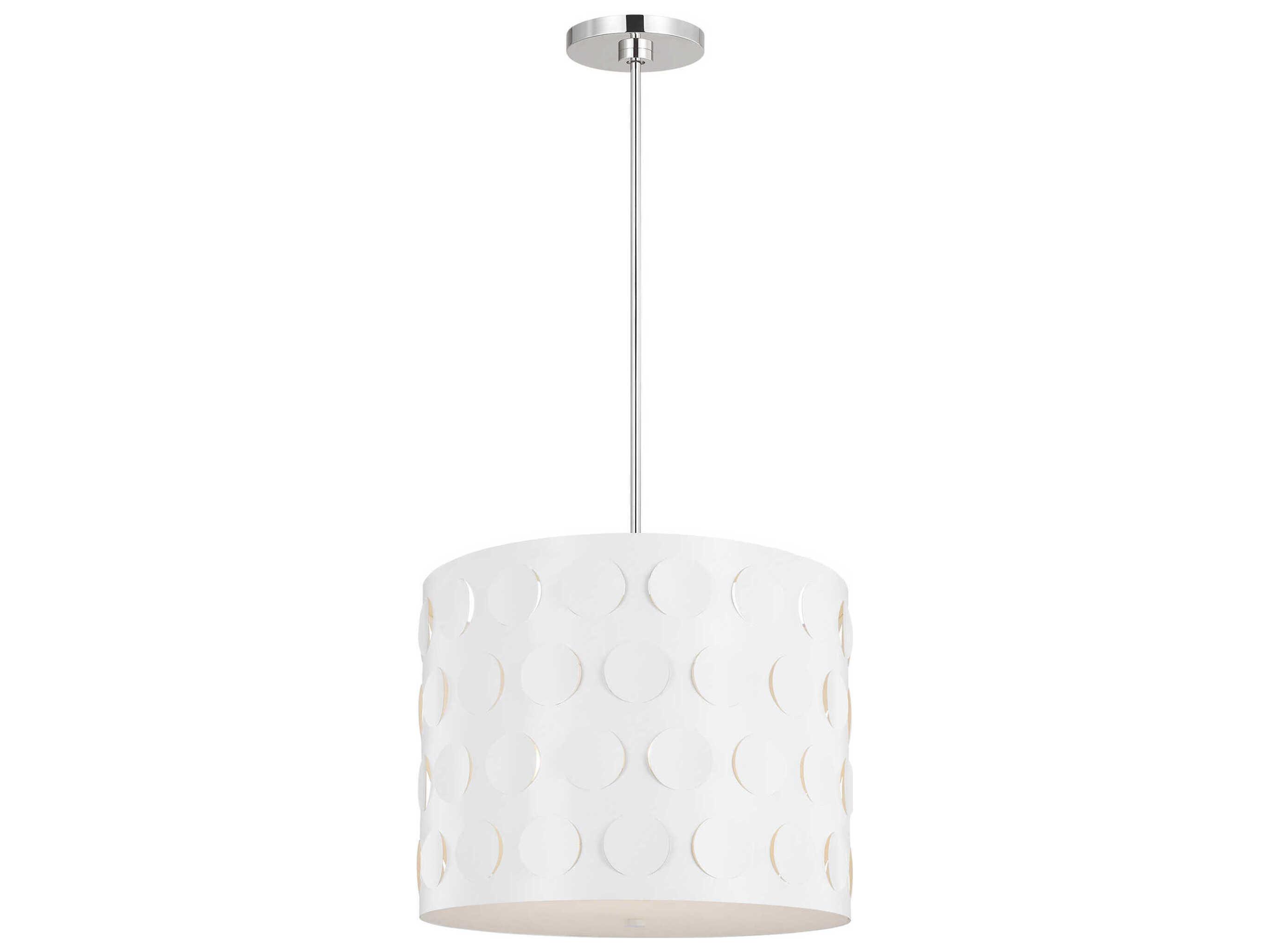 Visual Comfort Studio Dottie 3-Light Polished Nickel White Drum Pendant