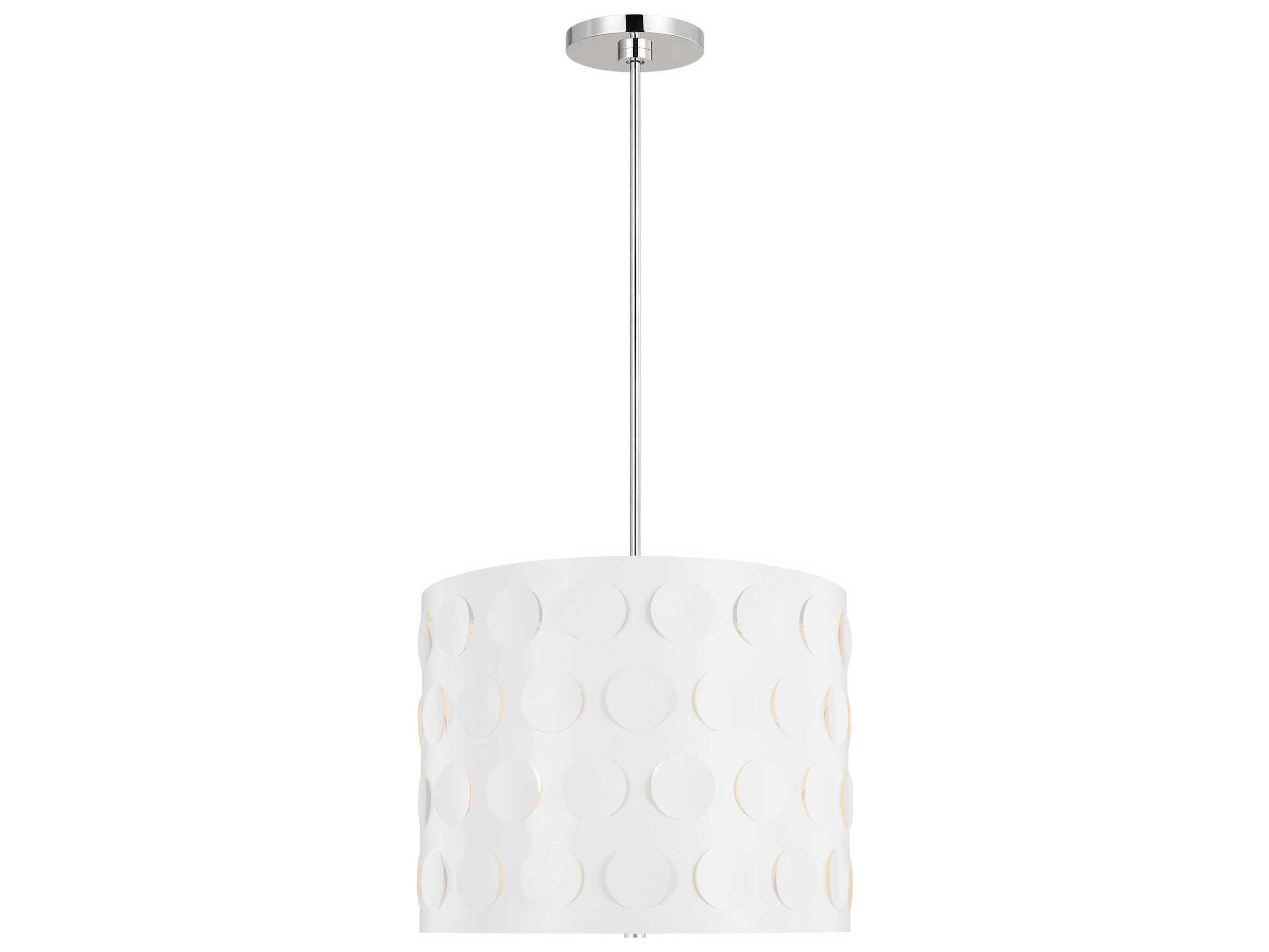 Visual Comfort Studio Dottie 3-Light Polished Nickel White Drum Pendant