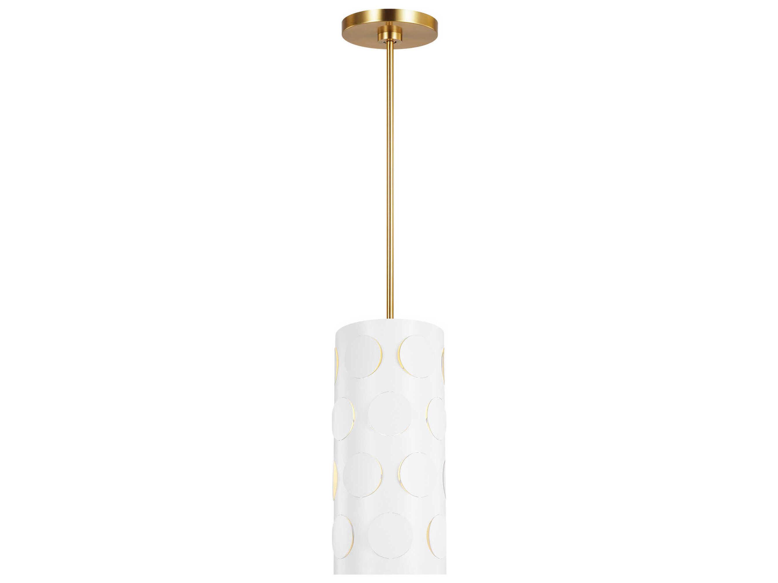 Visual Comfort Studio Dottie 1-Light Burnished Brass Cylinder Mini Pendant
