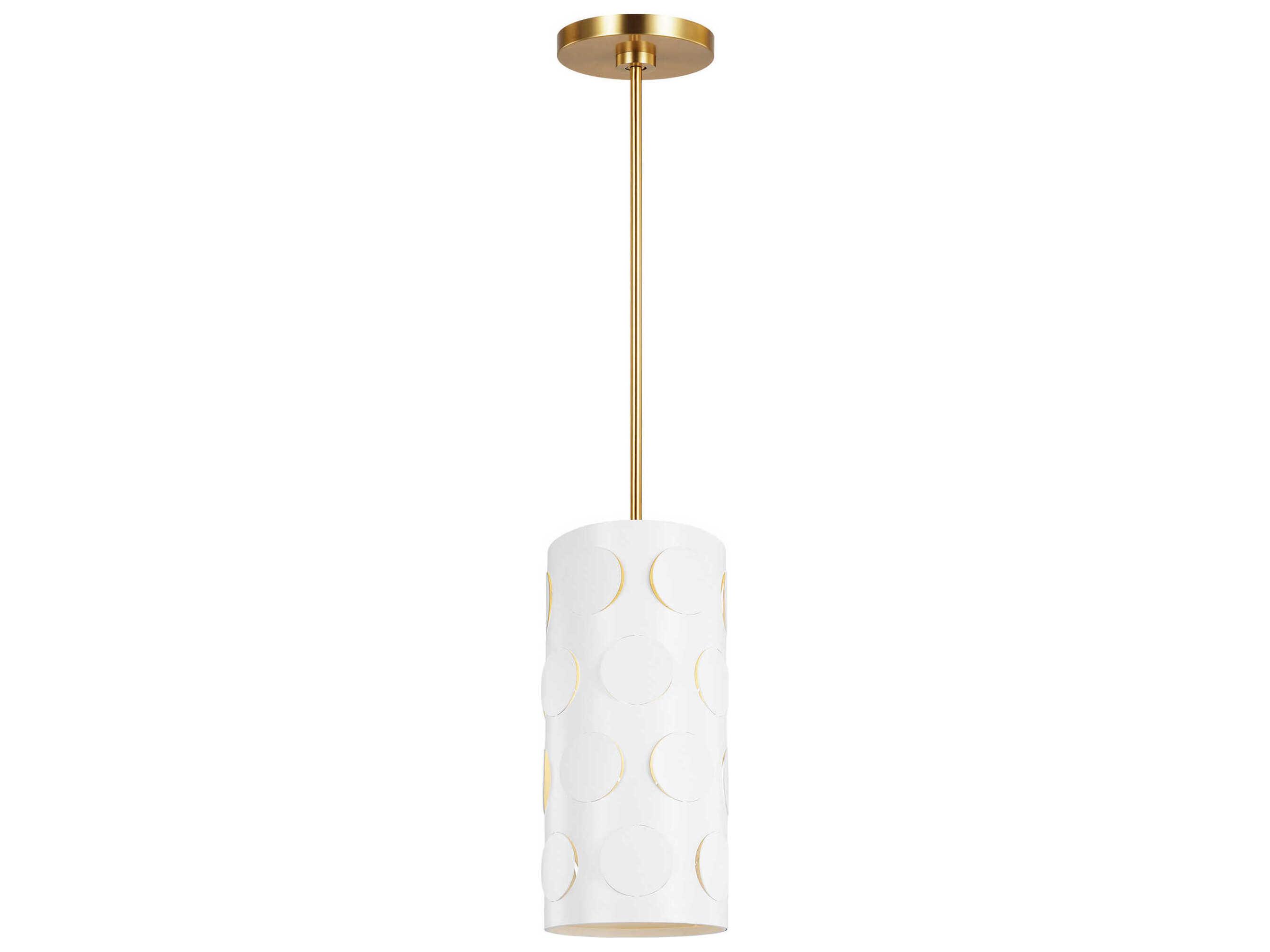 Visual Comfort Studio Dottie 1-Light Burnished Brass Cylinder Mini Pendant