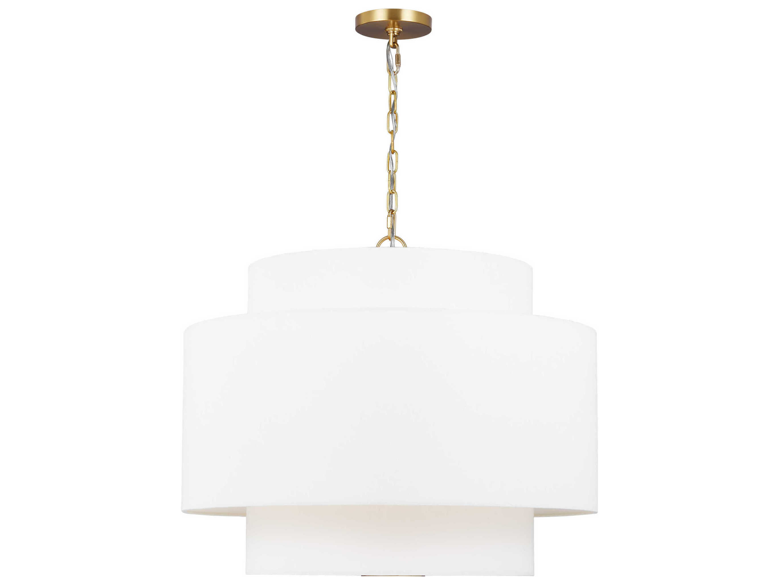 Visual Comfort Studio Sawyer 3-Light Burnished Brass Drum Pendant
