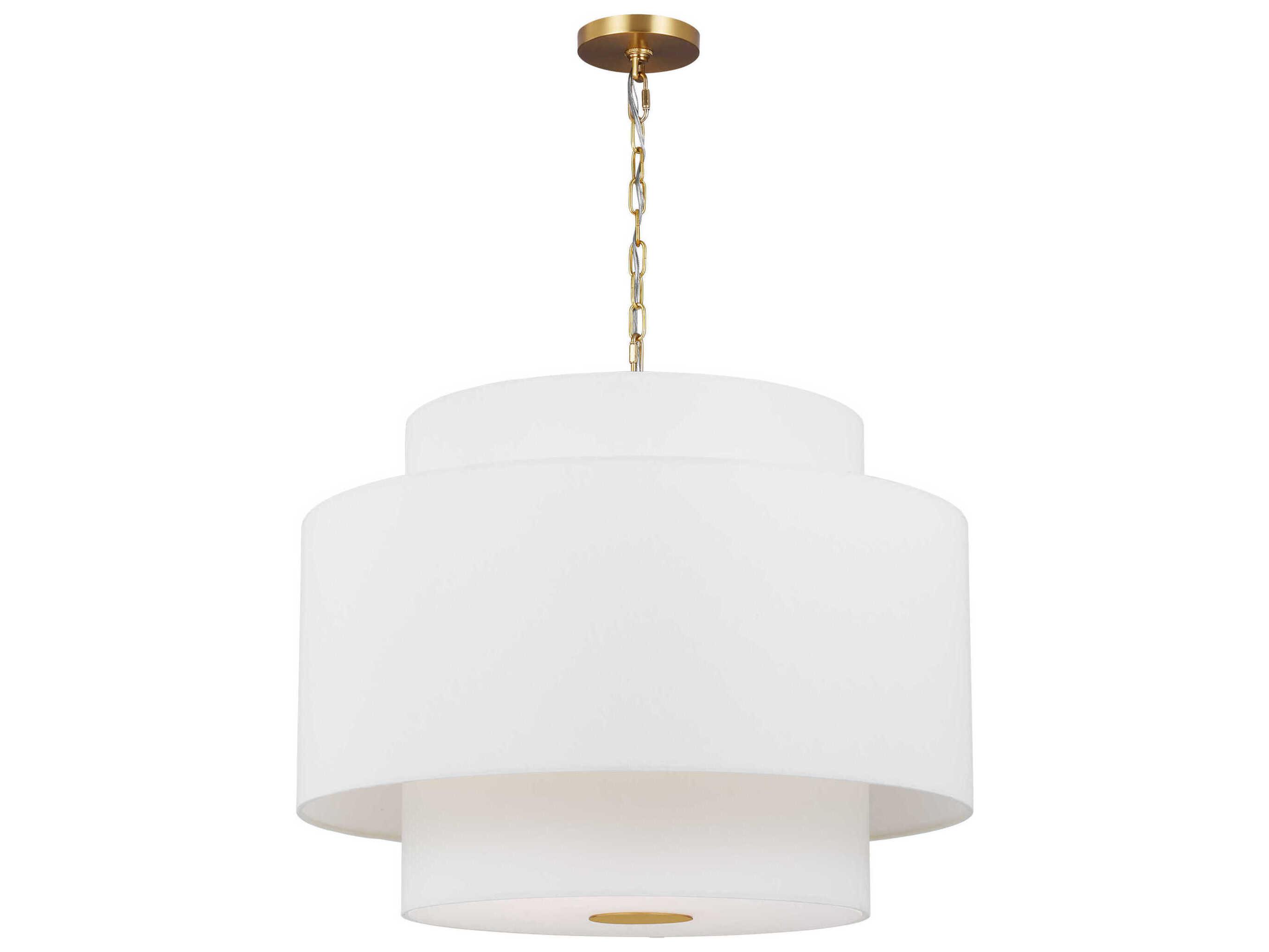 Visual Comfort Studio Sawyer 3-Light Burnished Brass Drum Pendant