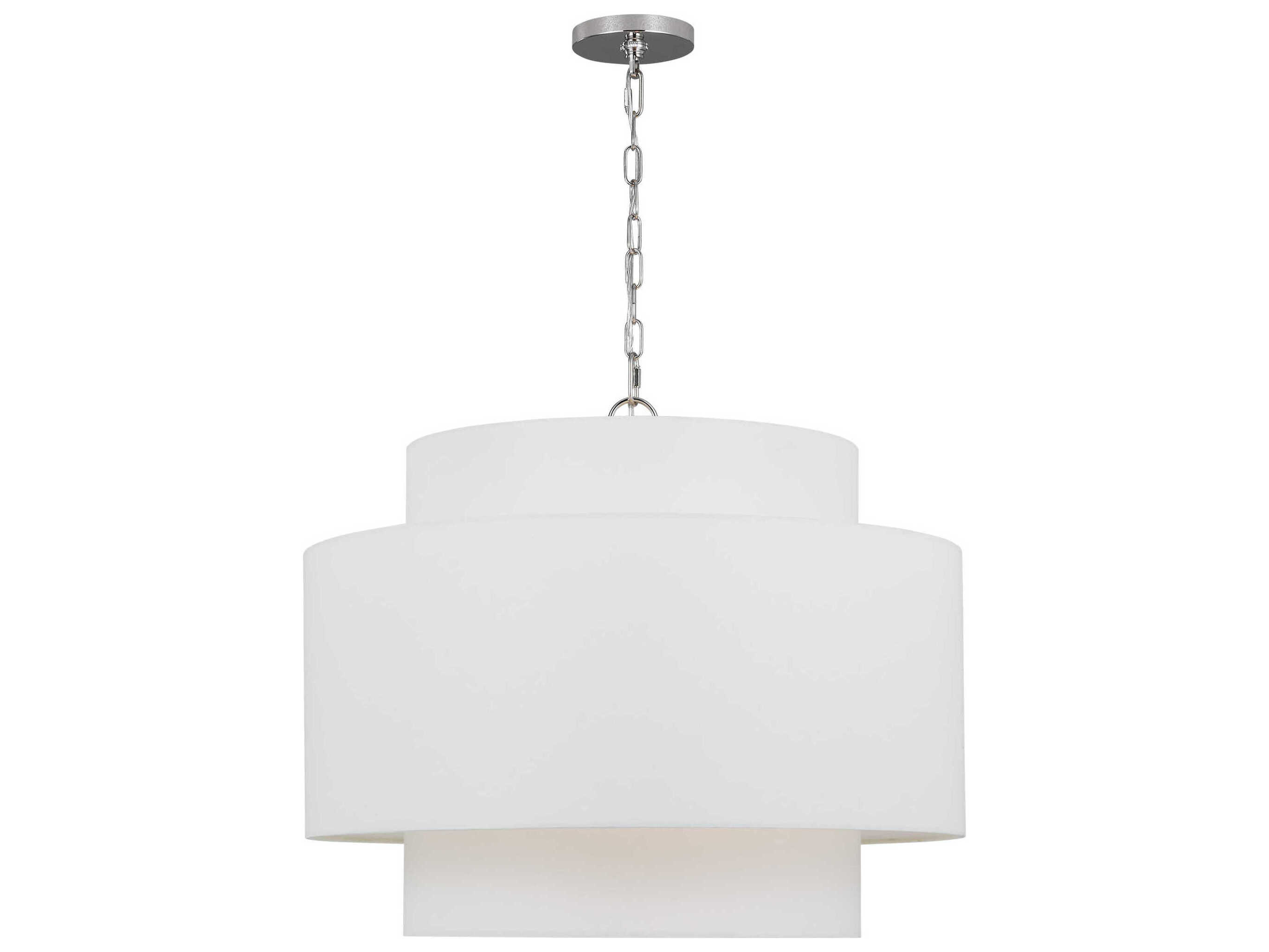 Visual Comfort Studio Sawyer 3-Light Polished Nickel Drum Pendant