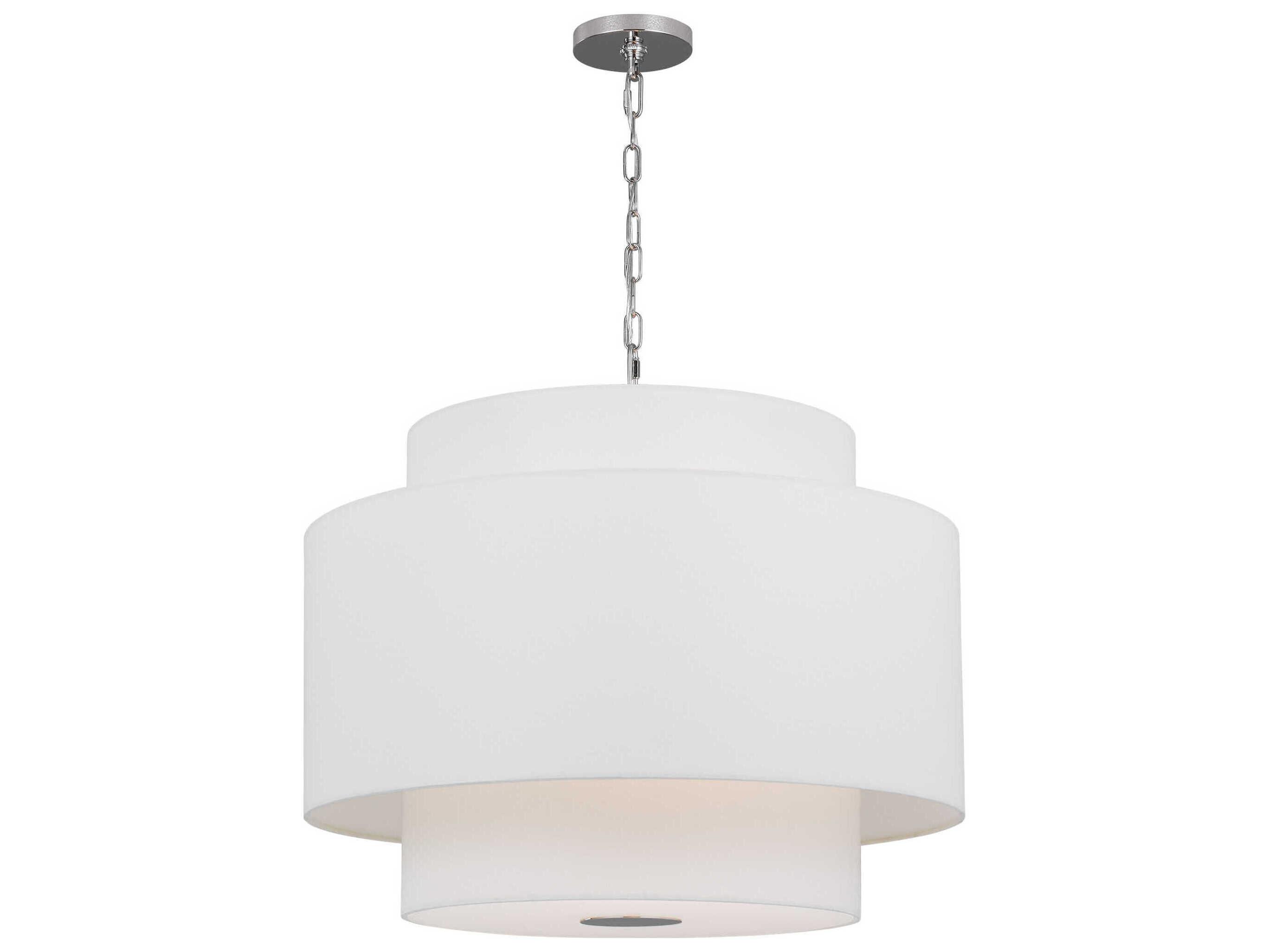Visual Comfort Studio Sawyer 3-Light Polished Nickel Drum Pendant