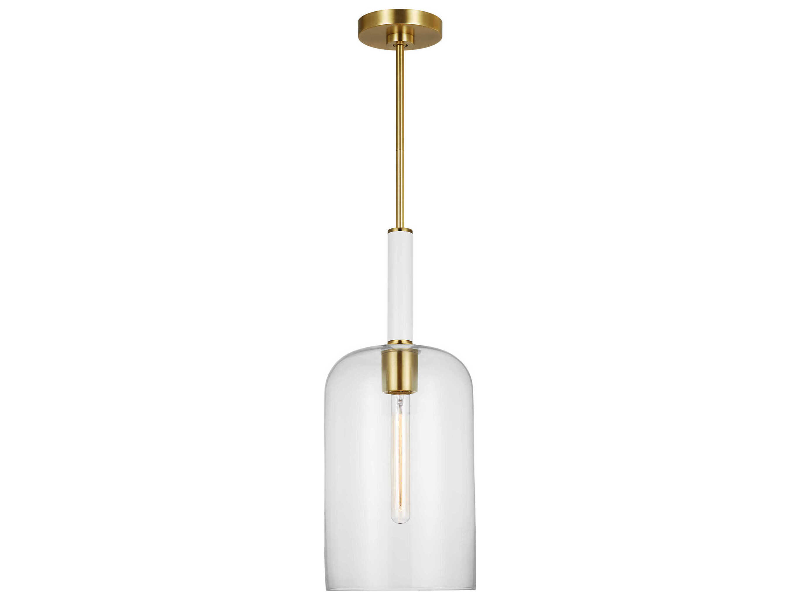 Visual Comfort Studio Monroe 1-Light Burnished Brass Cylinder Mini Pendant