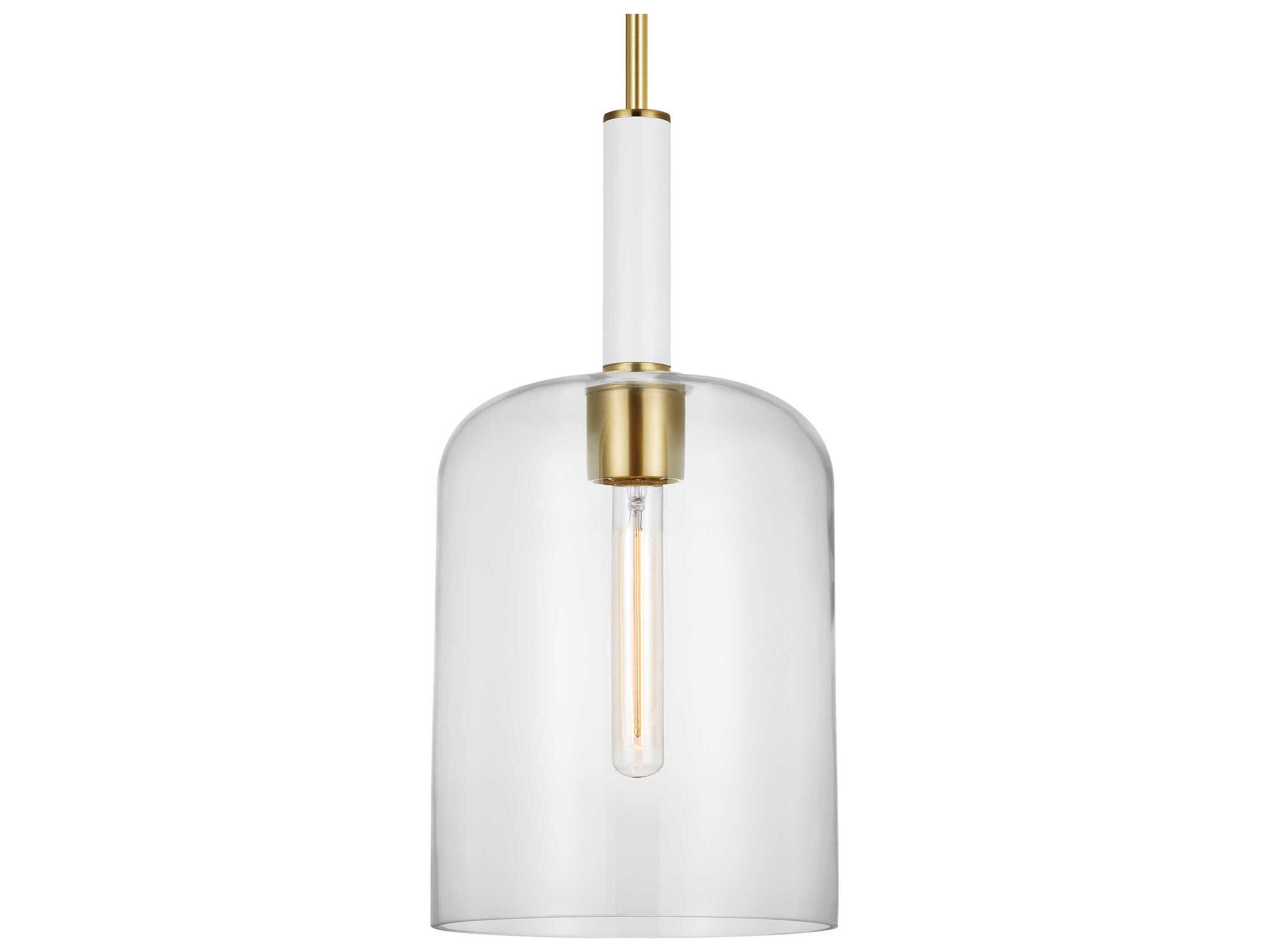 Visual Comfort Studio Monroe 1-Light Burnished Brass Cylinder Mini Pendant