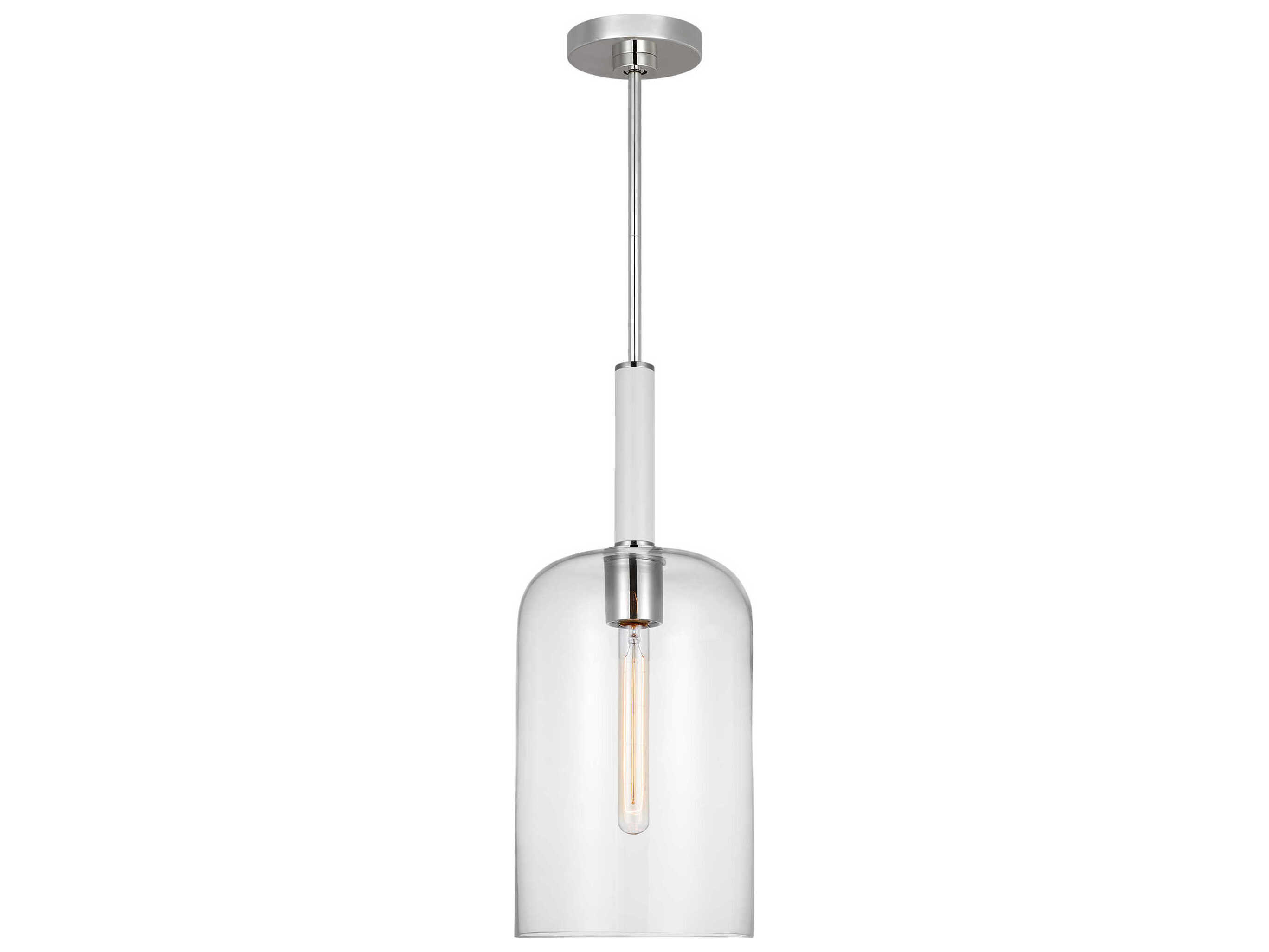 Visual Comfort Studio Monroe 1-Light Polished Nickel Cylinder Mini Pendant