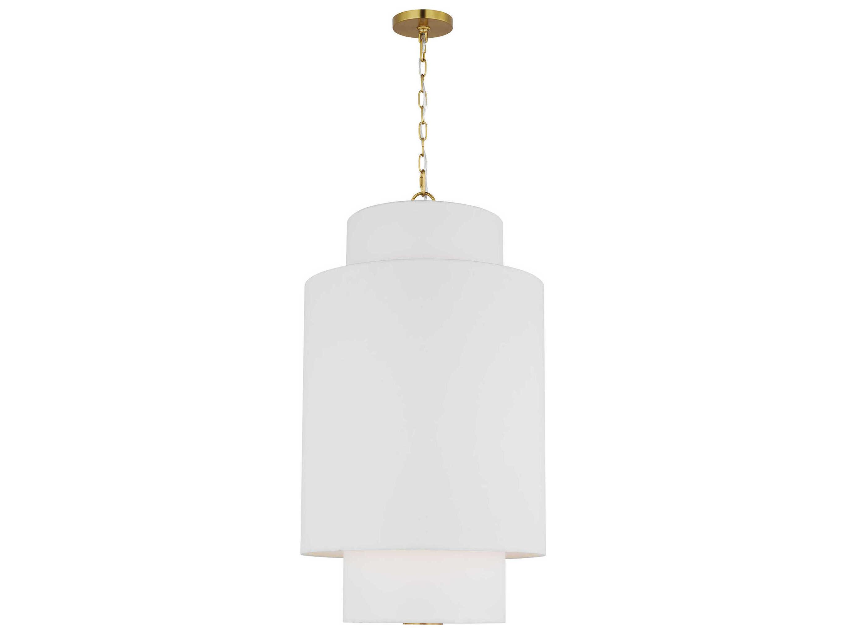Visual Comfort Studio Sawyer 1-Light Burnished Brass White Pendant