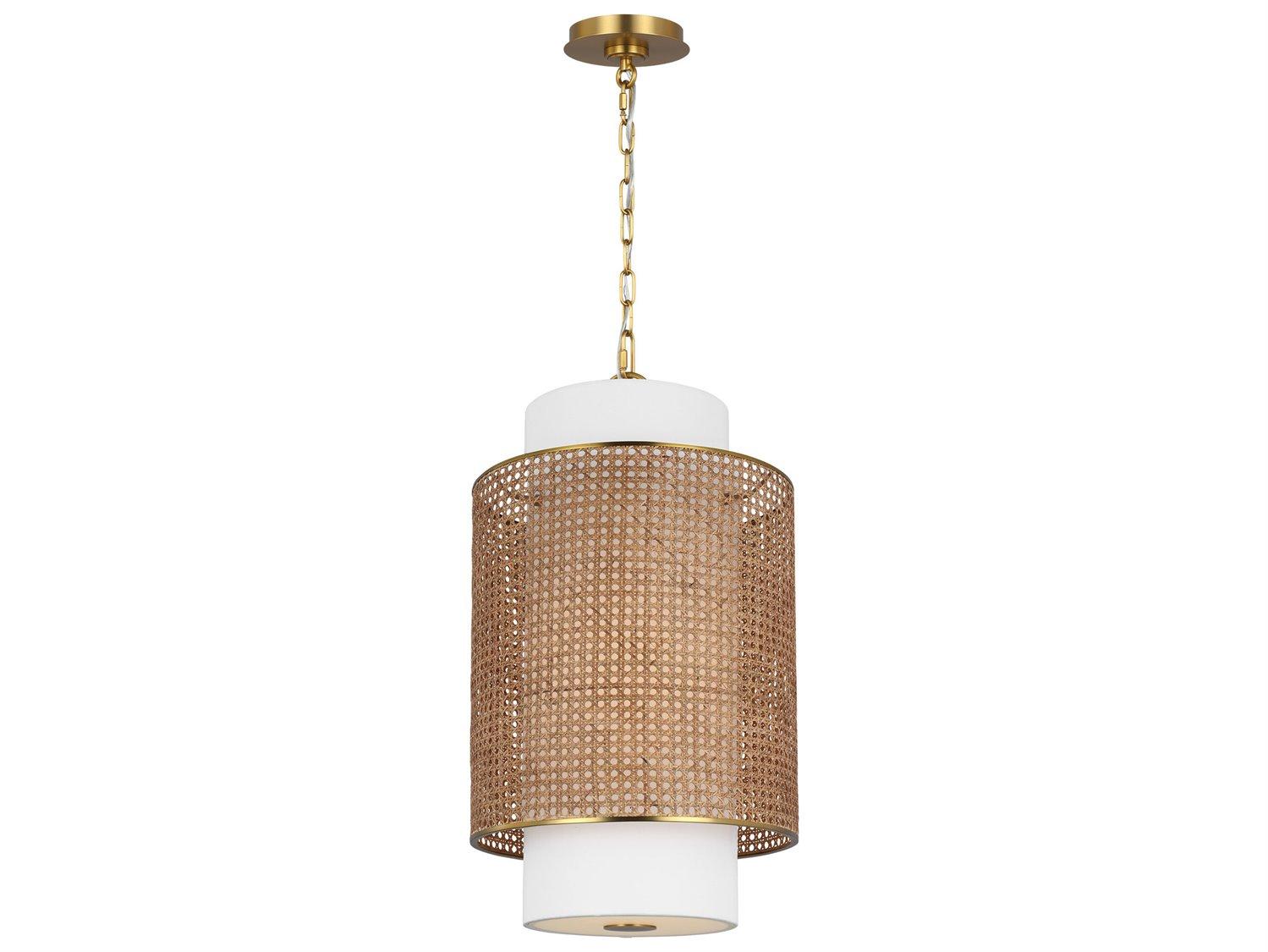 Visual Comfort Studio Sawyer 1-Light Blonde Rattan Brown Cylinder Pendant