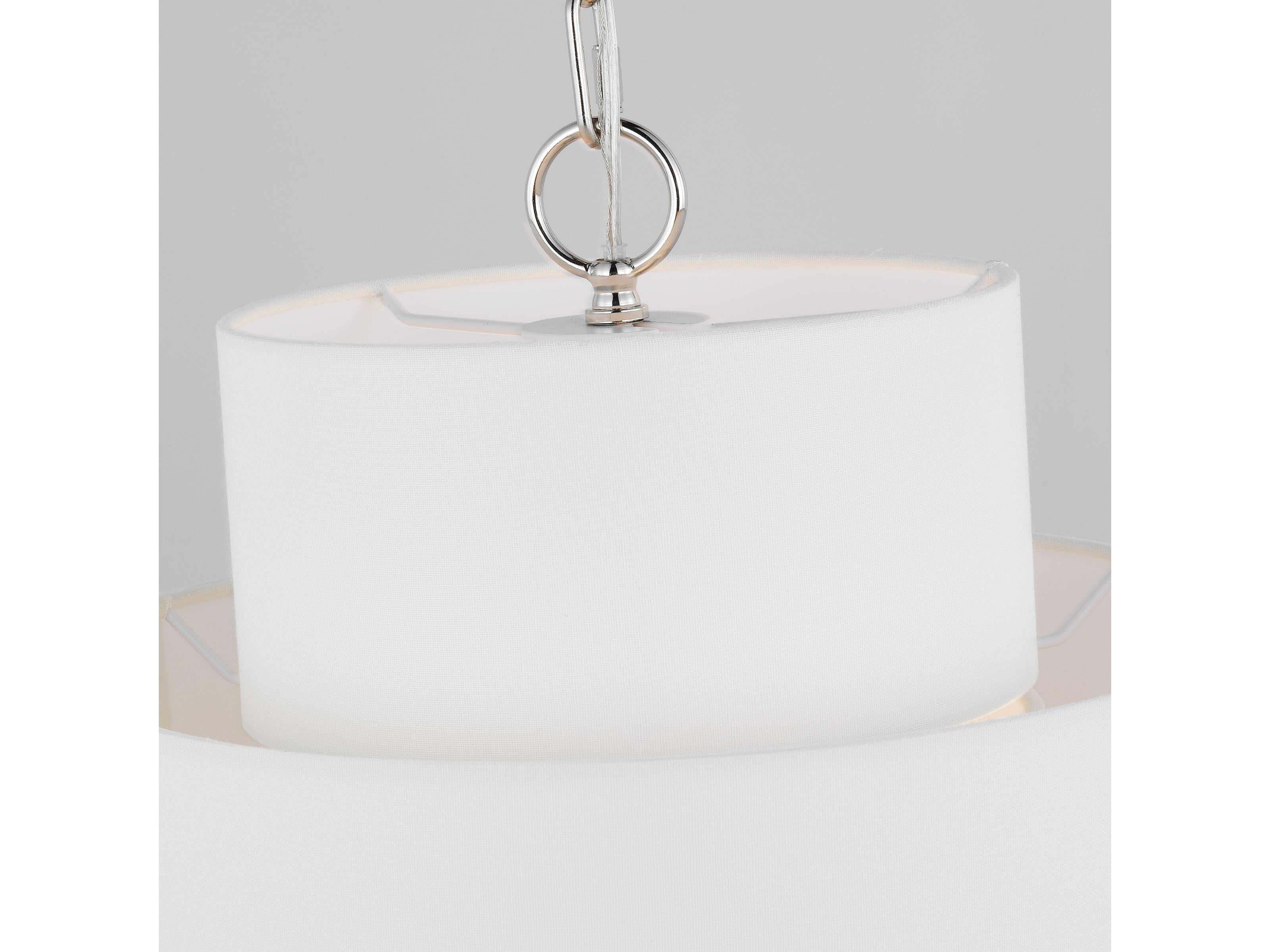Visual Comfort Studio Sawyer 1-Light Polished Nickel White Pendant