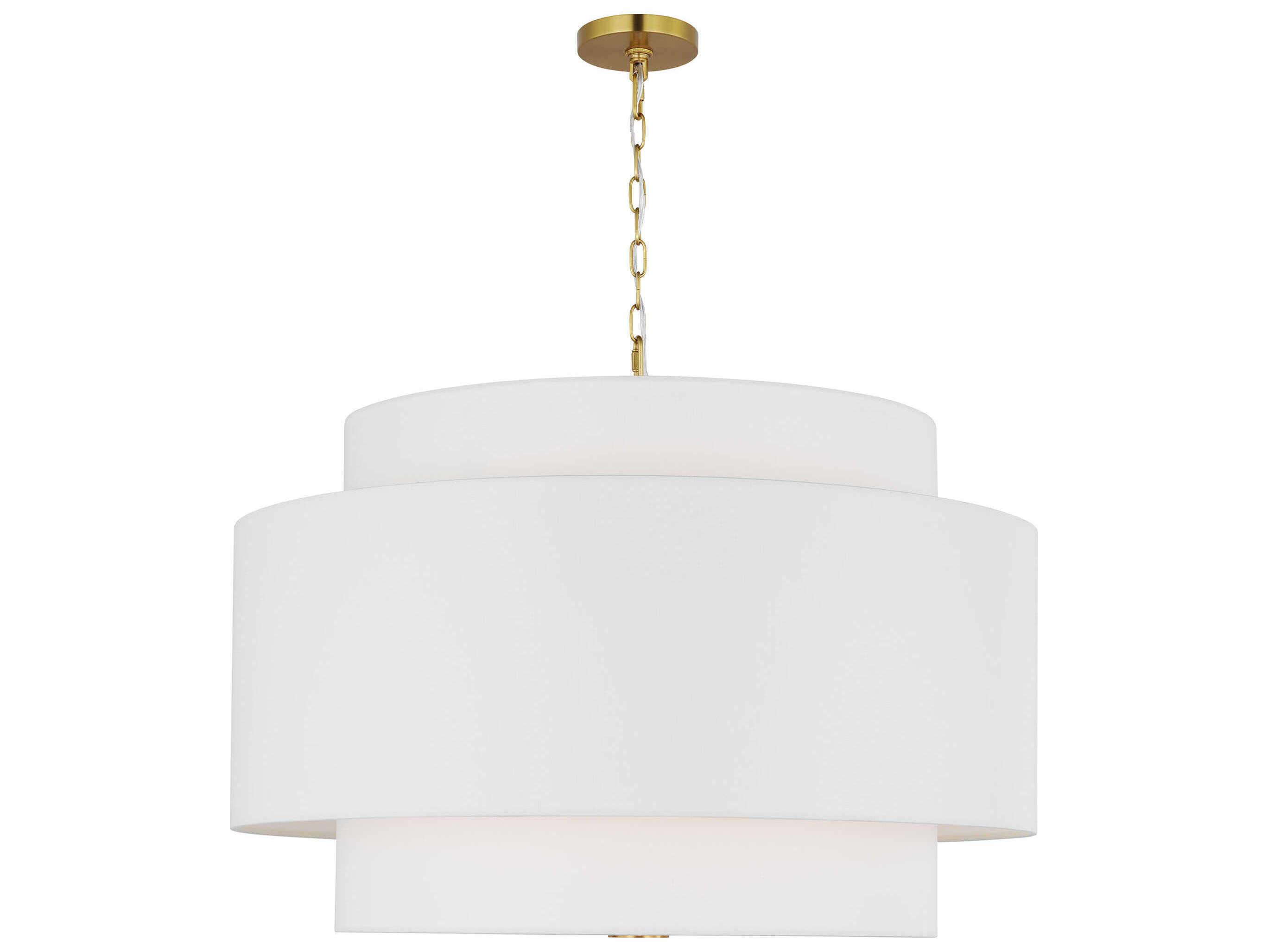 Visual Comfort Studio Sawyer 4-Light Burnished Brass White Pendant