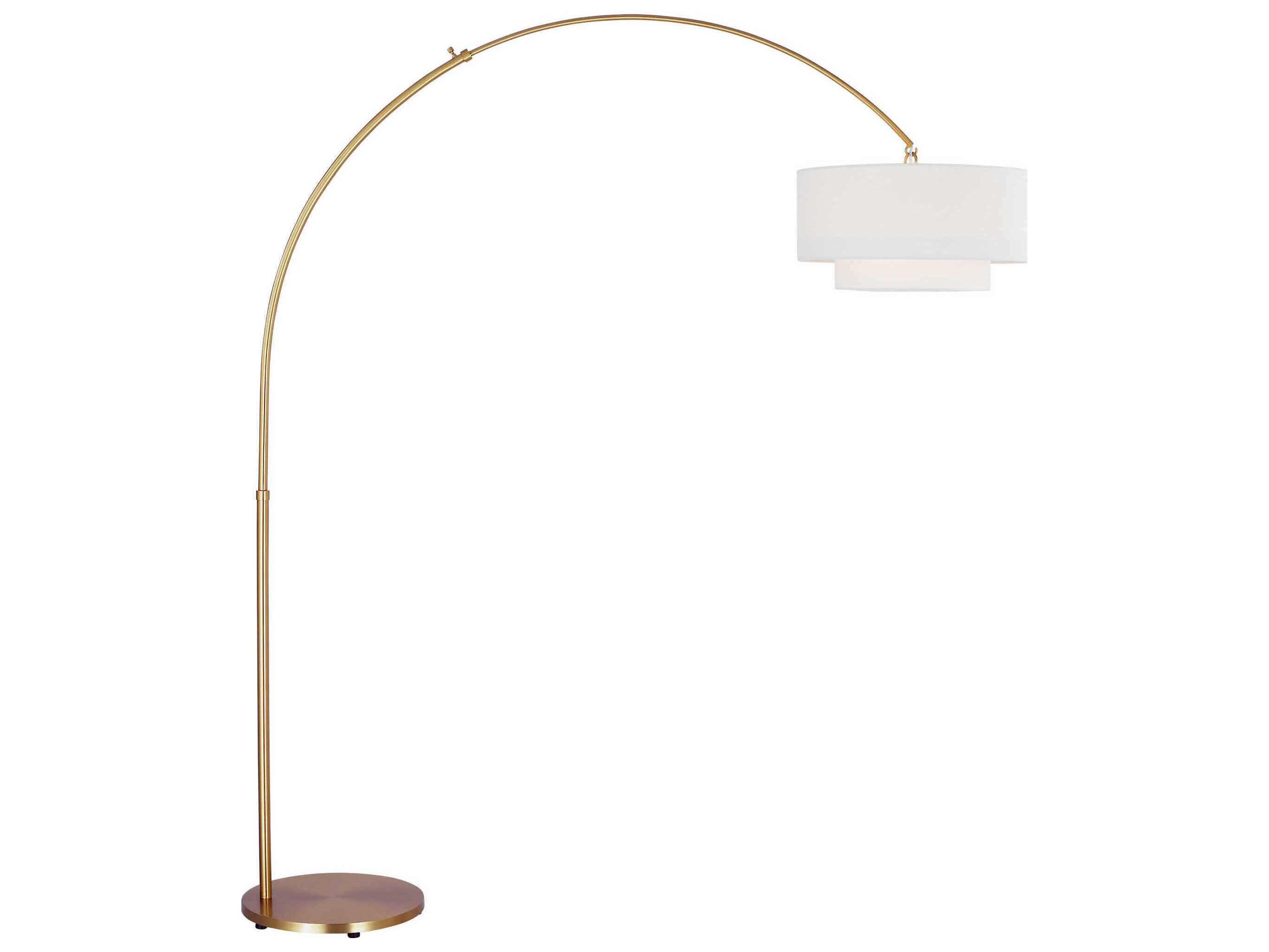 Visual Comfort Studio Sawyer Burnished Brass White Linen Fabric Floor Lamp