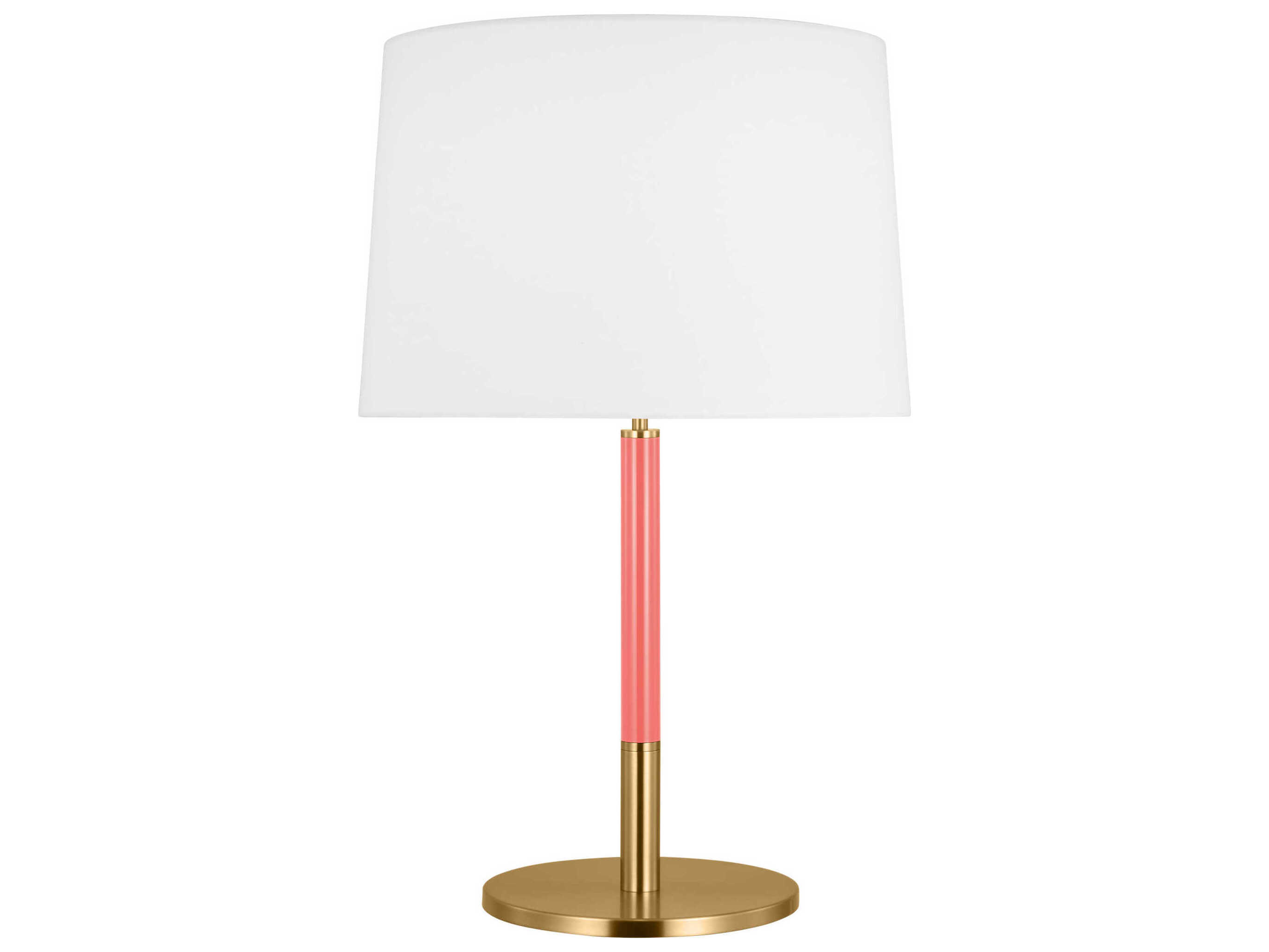Visual Comfort Studio Monroe Burnished Brass Coral White Linen Fabric Pink Buffet Lamp