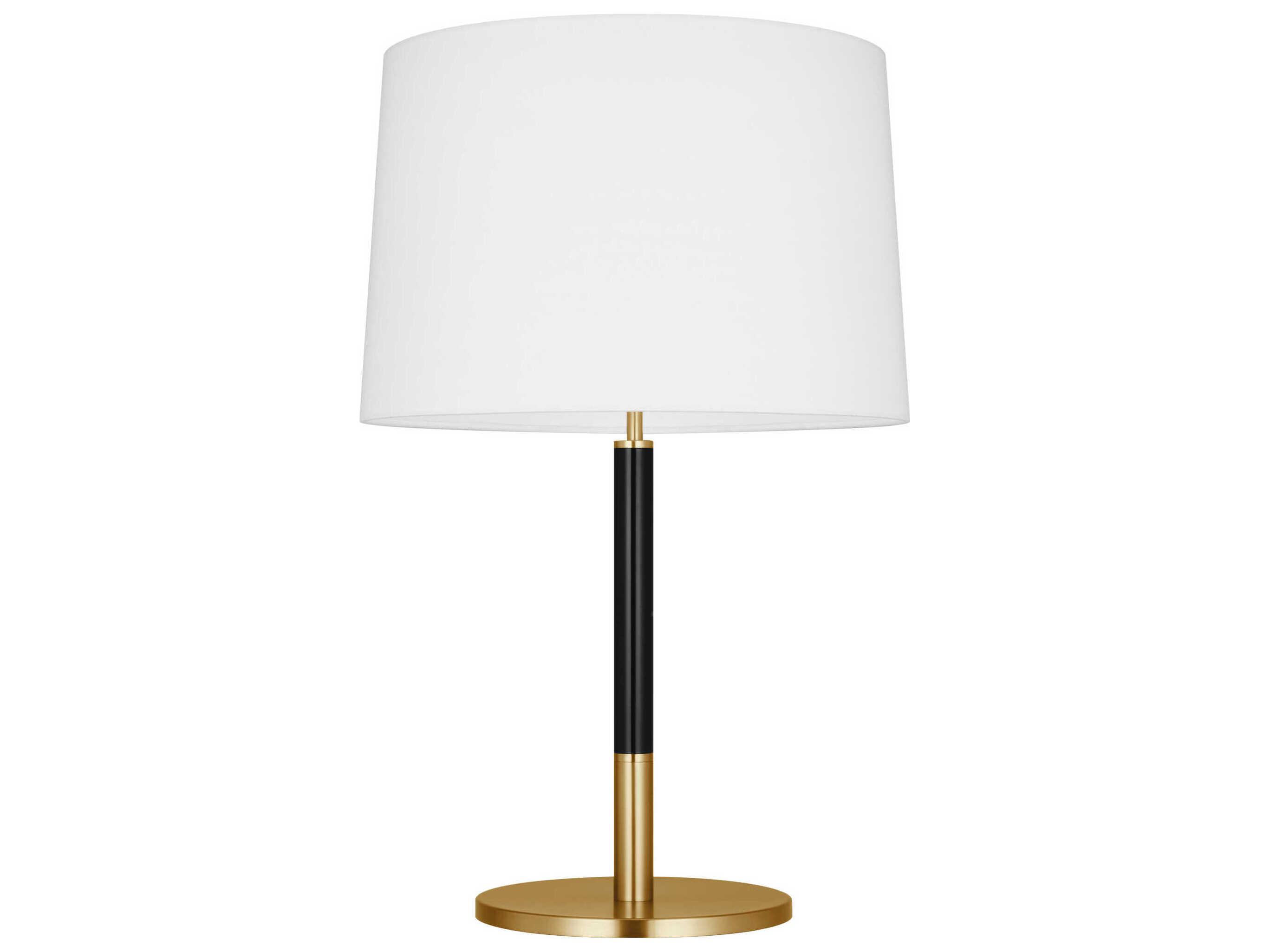 Visual Comfort Studio Monroe Burnished Brass Black White Linen Fabric Buffet Lamp
