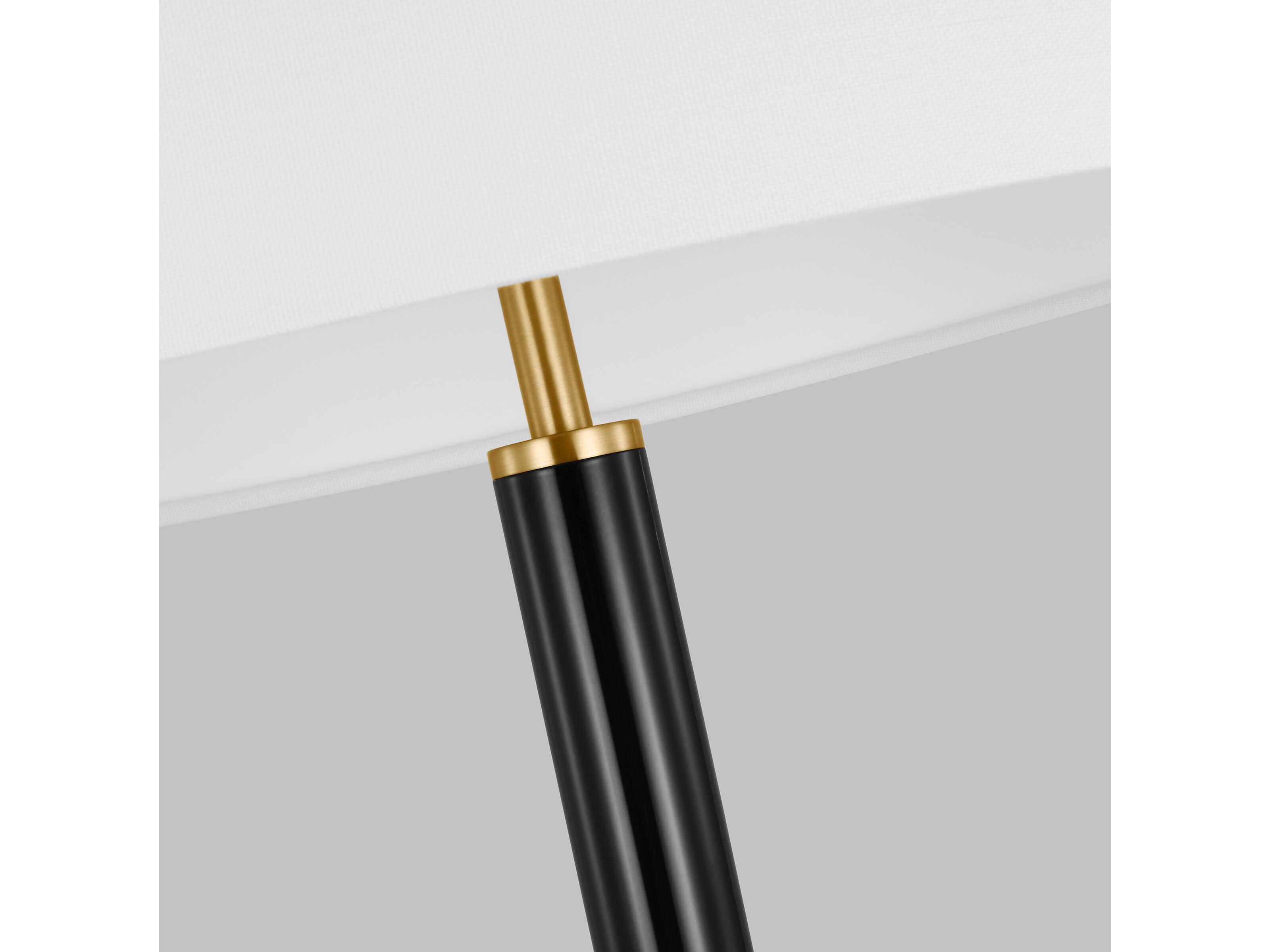 Visual Comfort Studio Monroe Burnished Brass Black White Linen Fabric Buffet Lamp