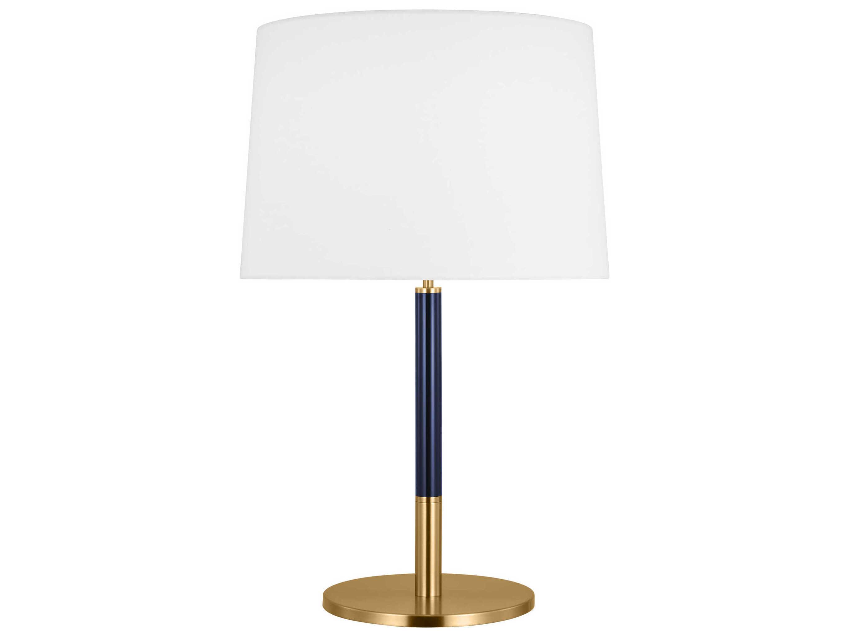Visual Comfort Studio Monroe Burnished Brass Navy White Linen Fabric Blue Buffet Lamp