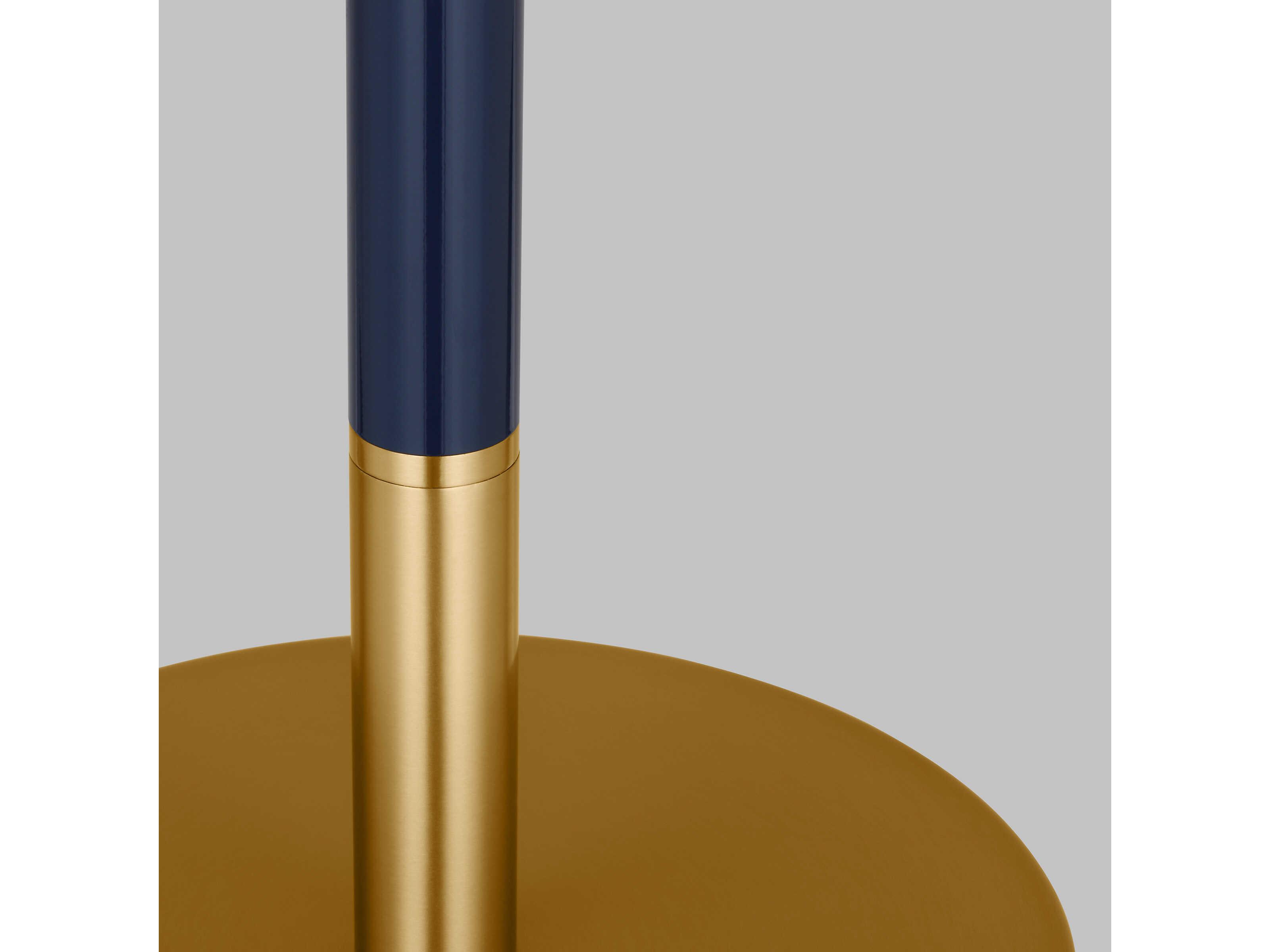 Visual Comfort Studio Monroe Burnished Brass Navy White Linen Fabric Blue Buffet Lamp