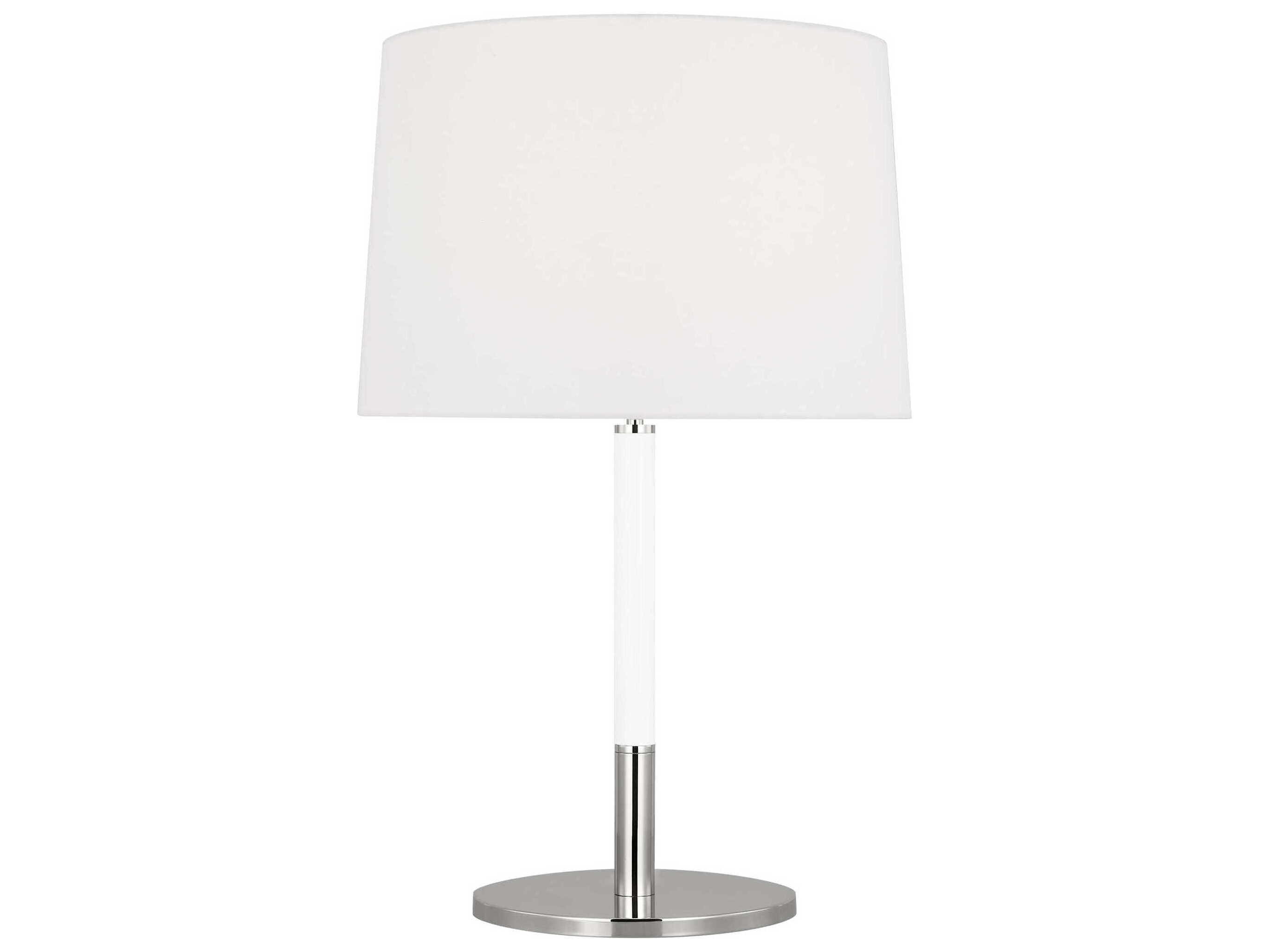 Visual Comfort Studio Monroe Polished Nickel Gloss White Linen Fabric Buffet Lamp