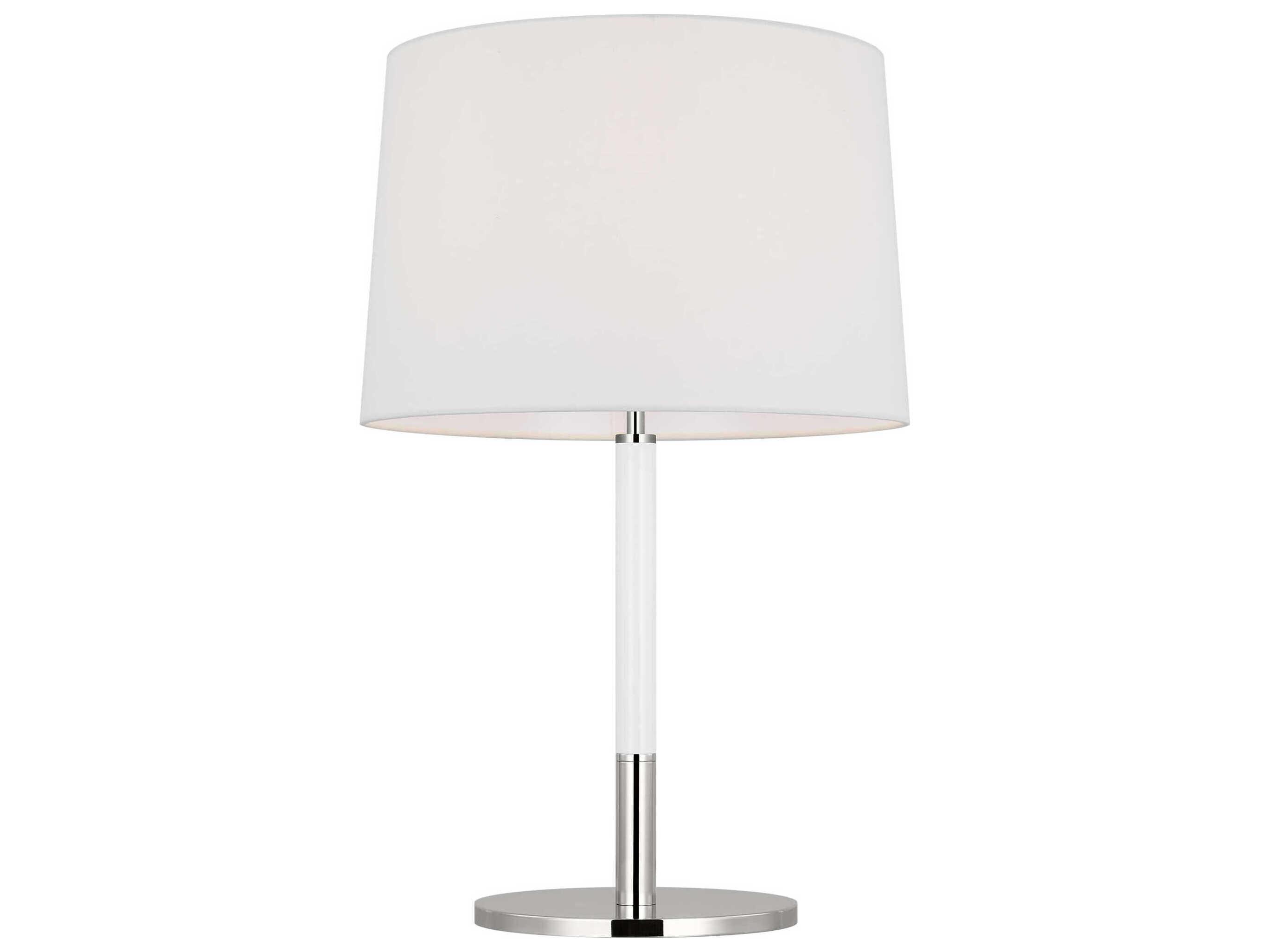 Visual Comfort Studio Monroe Polished Nickel Gloss White Linen Fabric Buffet Lamp