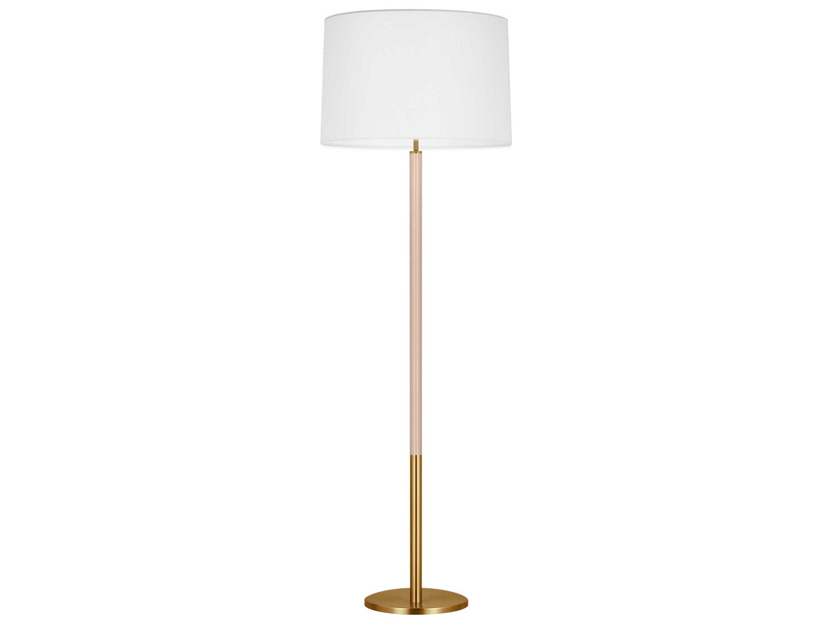 Visual Comfort Studio Monroe Burnished Brass Blush White Linen Fabric Pink Floor Lamp