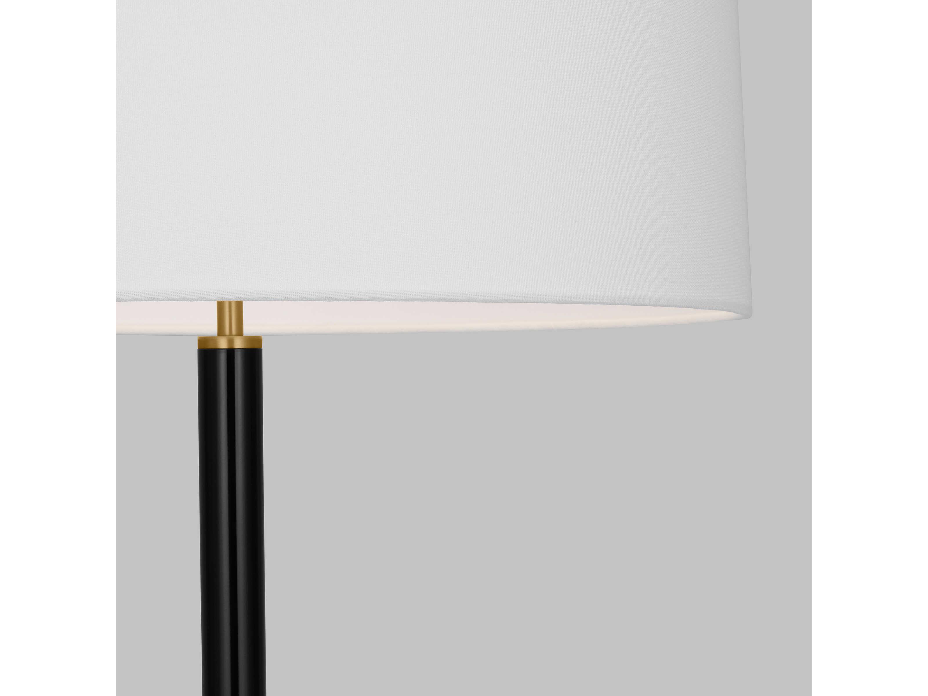 Visual Comfort Studio Monroe Burnished Brass Black White Linen Fabric Floor Lamp