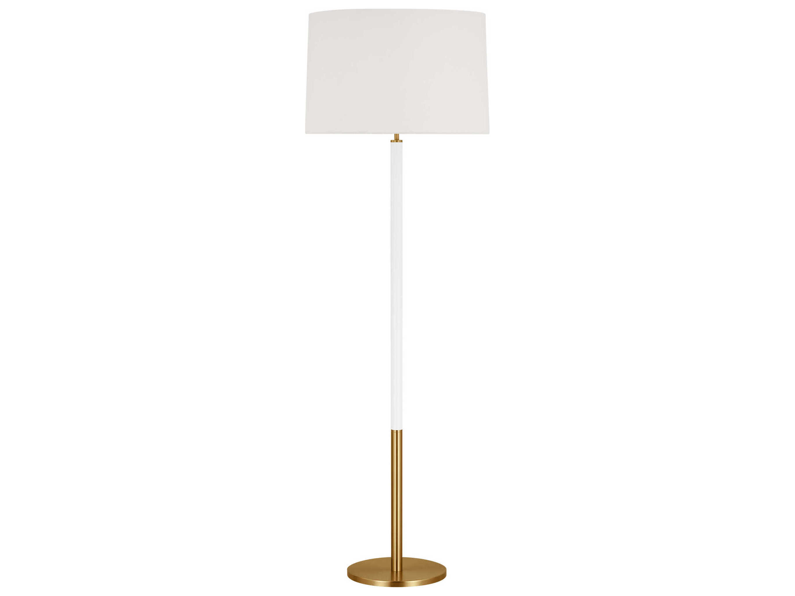 Visual Comfort Studio Monroe Burnished Brass Gloss White Linen Fabric Floor Lamp