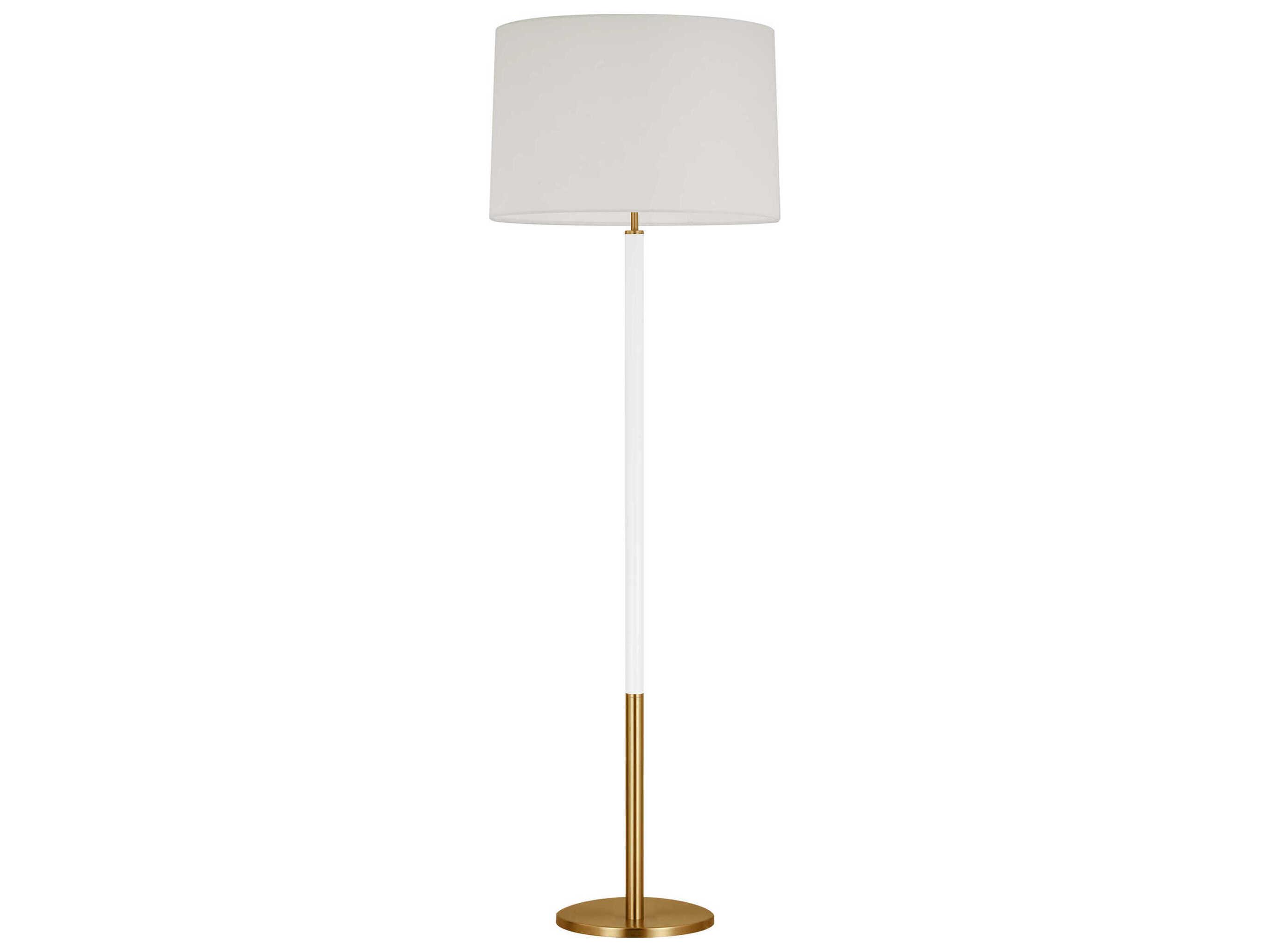 Visual Comfort Studio Monroe Burnished Brass Gloss White Linen Fabric Floor Lamp