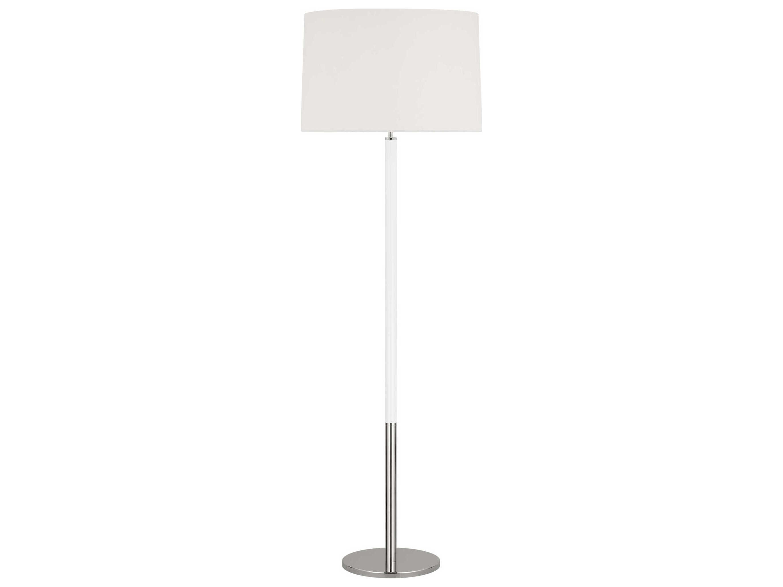 Visual Comfort Studio Monroe Polished Nickel Gloss White Linen Fabric Floor Lamp