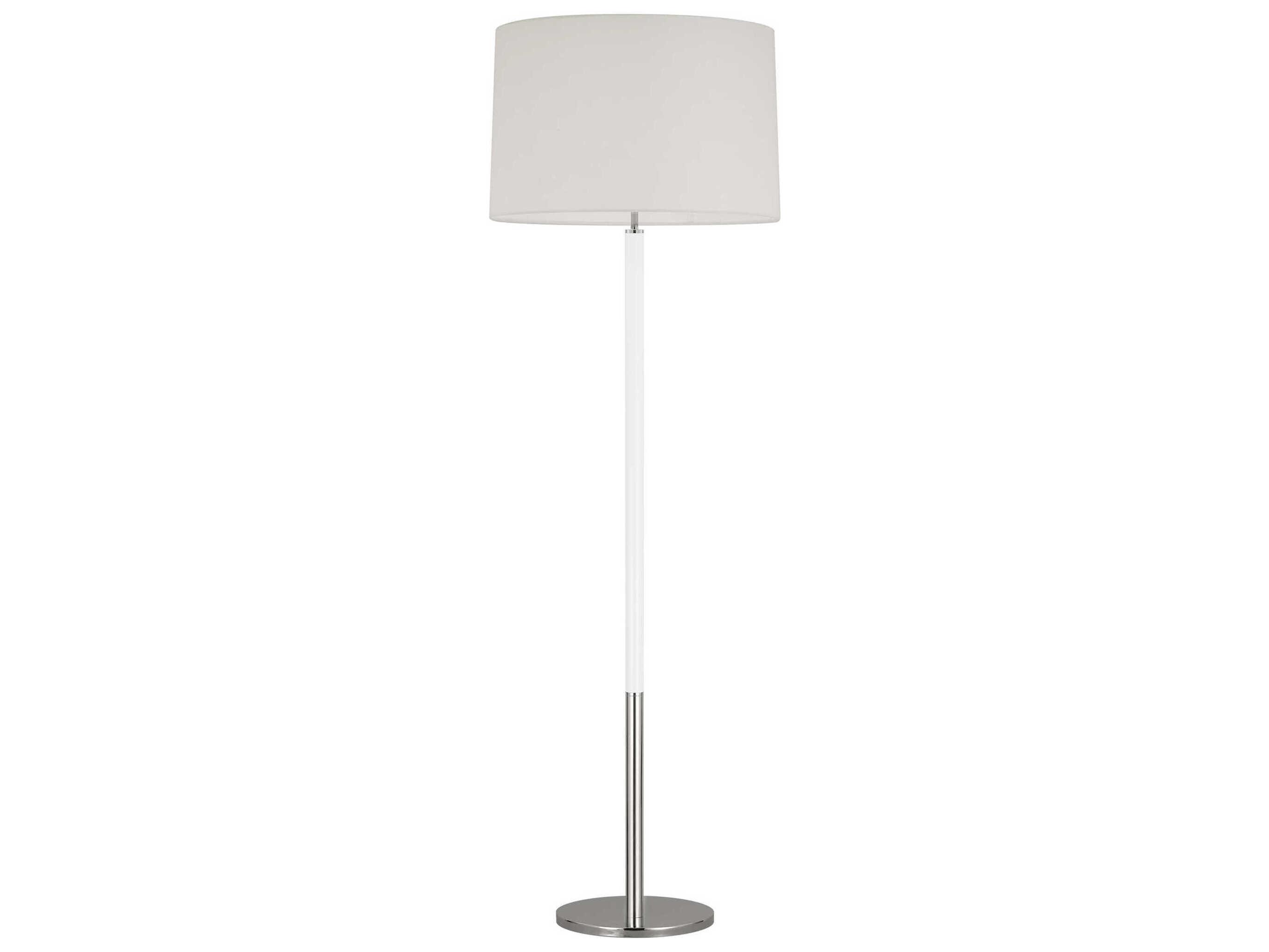 Visual Comfort Studio Monroe Polished Nickel Gloss White Linen Fabric Floor Lamp