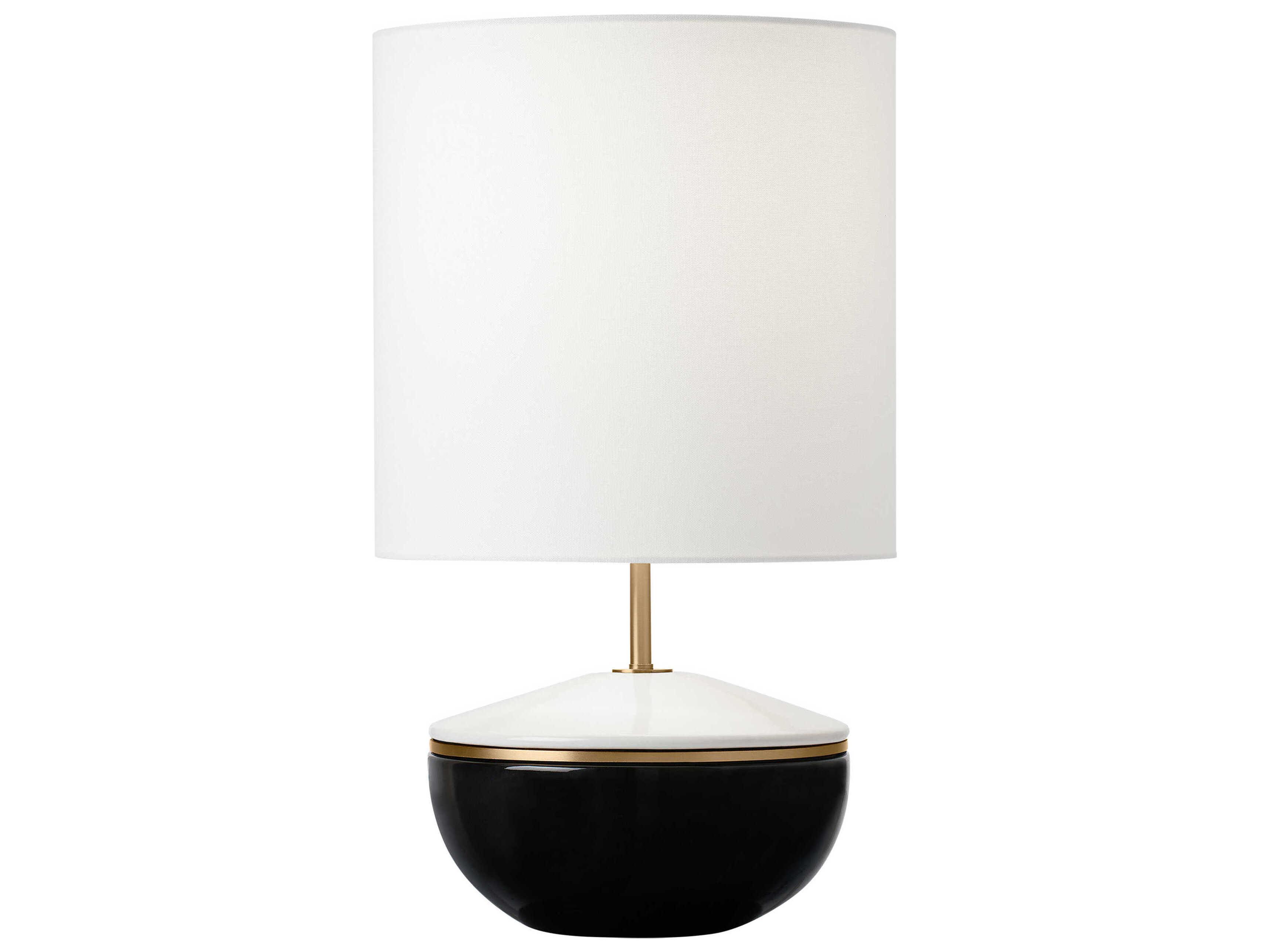 Visual Comfort Studio Cade Black White Linen Fabric Table Lamp