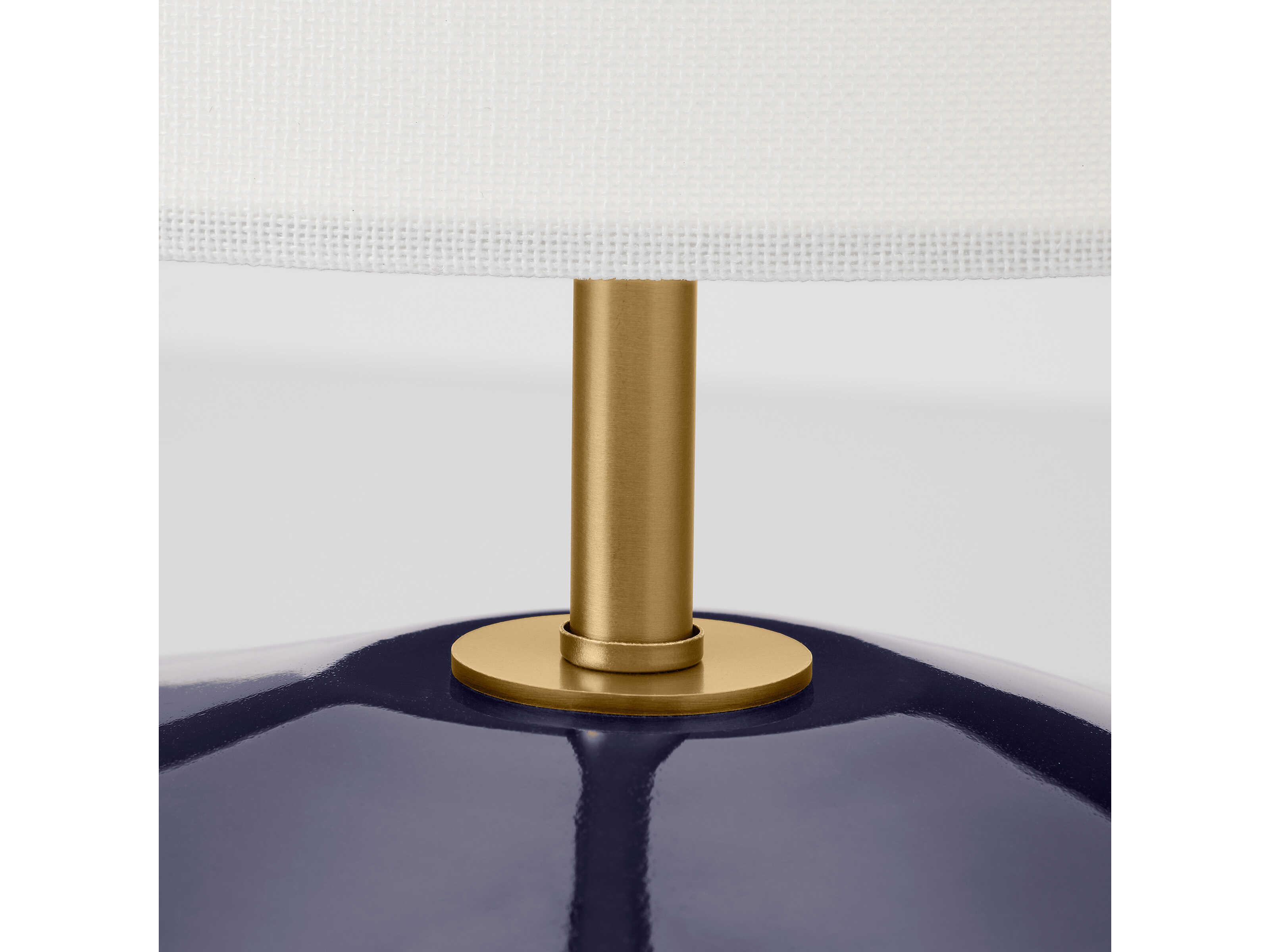 Visual Comfort Studio Cade Polar Blue White Linen Fabric Table Lamp